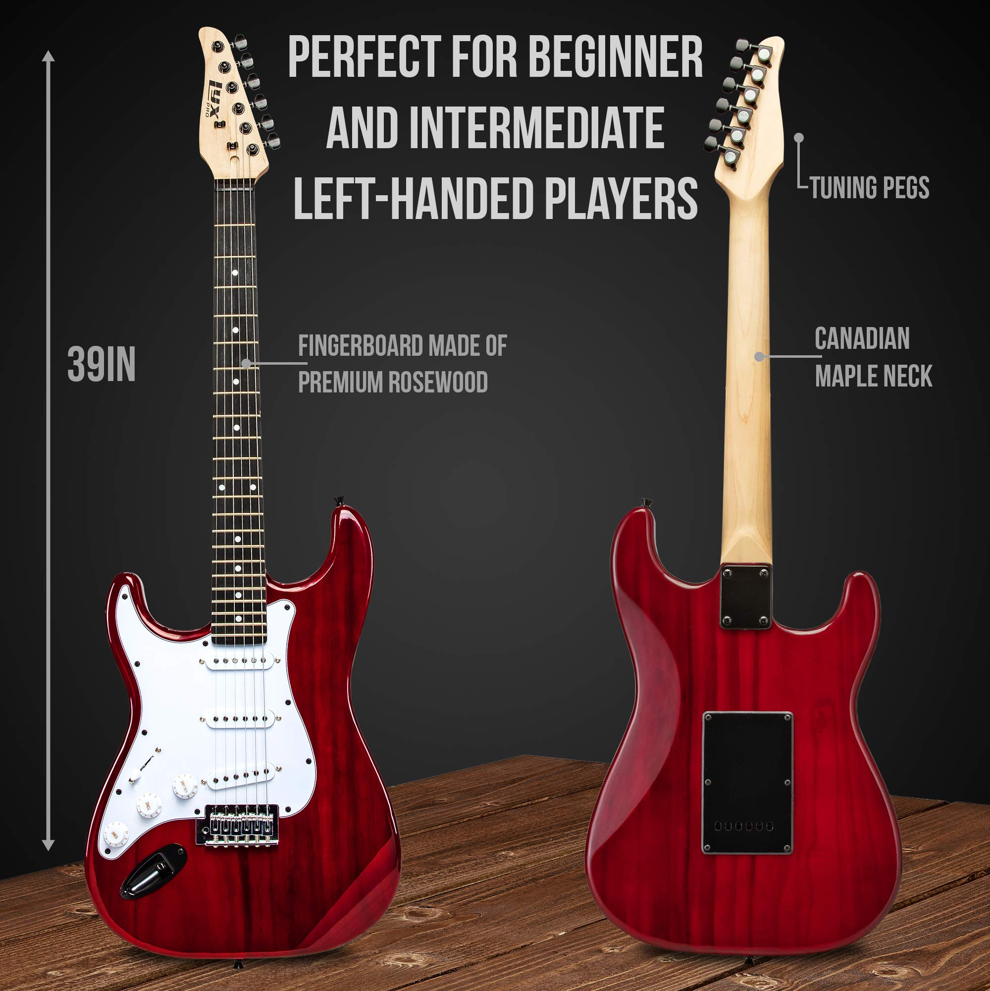 Foto 5 pulgar | Guitarra Eléctrica Lyxpro Left Hand 39'' Con Kit De Inicio Roja - Venta Internacional.