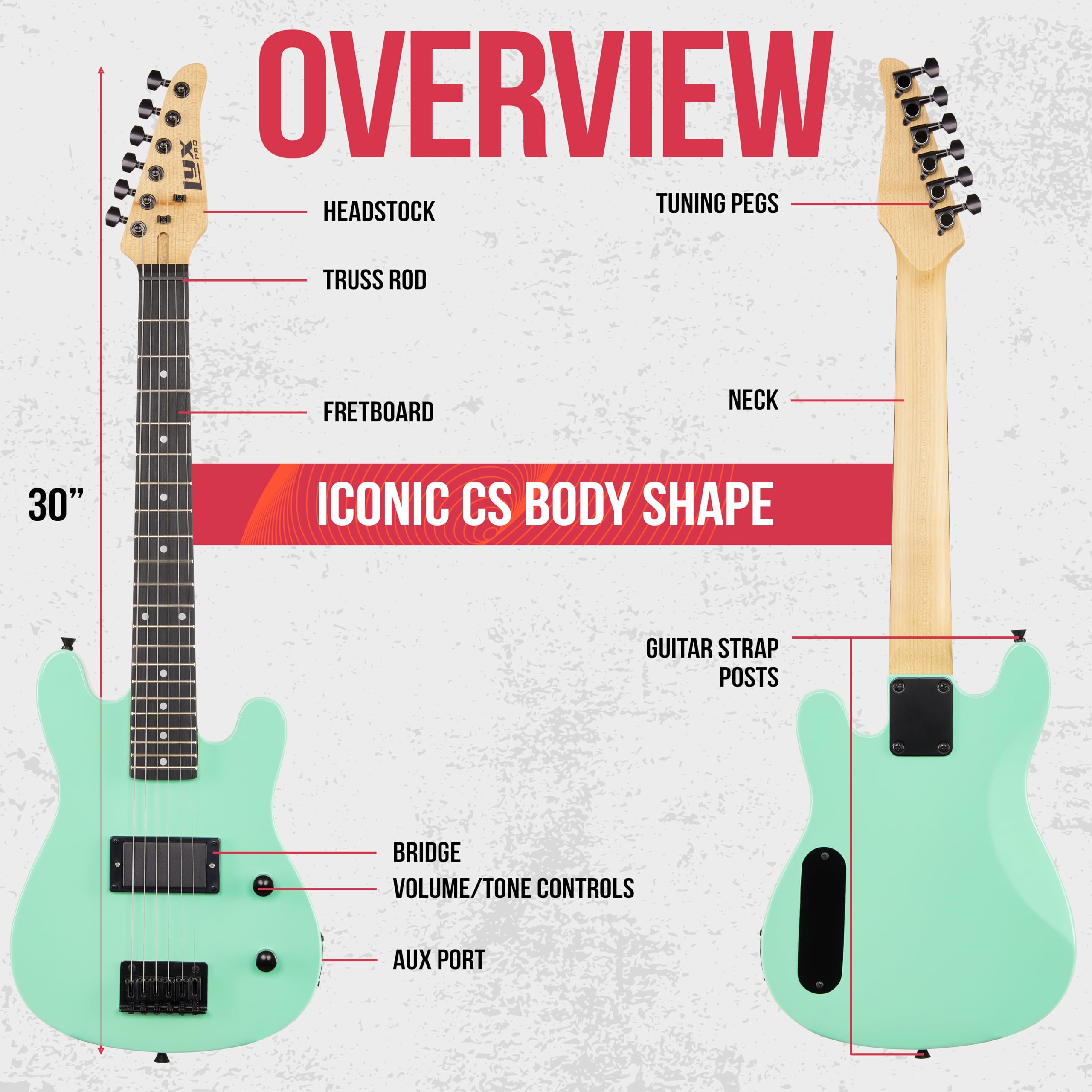 Foto 7 | Guitarra Eléctrica Lyxpro Cs 30» Para Principiantes Con Accesorios - Venta Internacional.