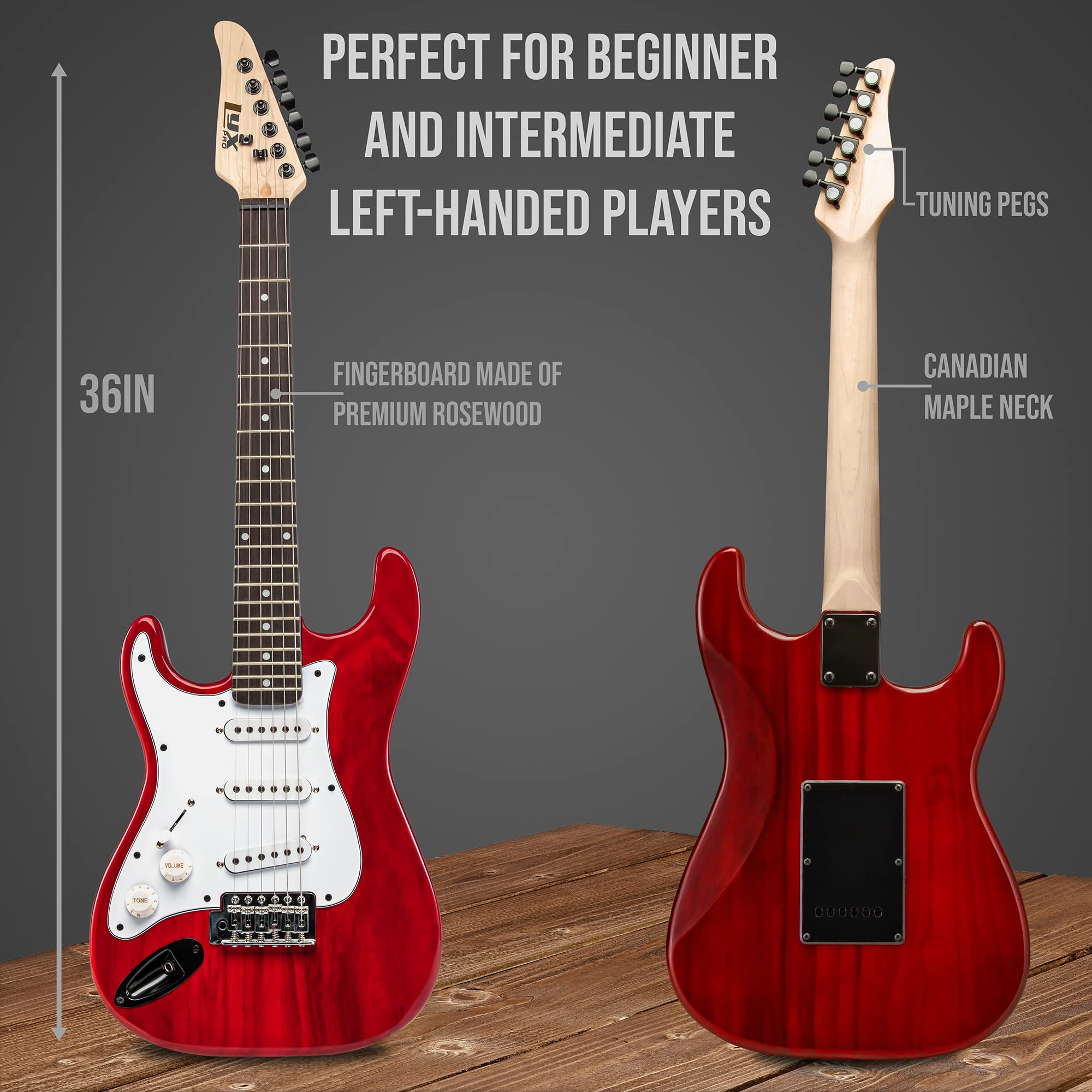 Foto 4 pulgar | Guitarra Eléctrica Lyxpro Left Hand 36 Pulgadas Con Kit Para Niños Zurdos - Venta Internacional.