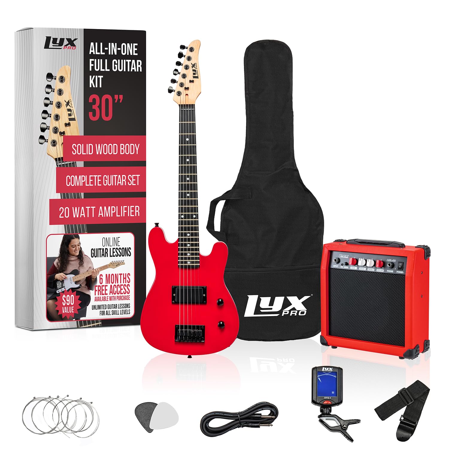 Guitarra Eléctrica Lyxpro De 30 Pulgadas Con Kit De Inicio Para Niños Roja - Venta Internacional.