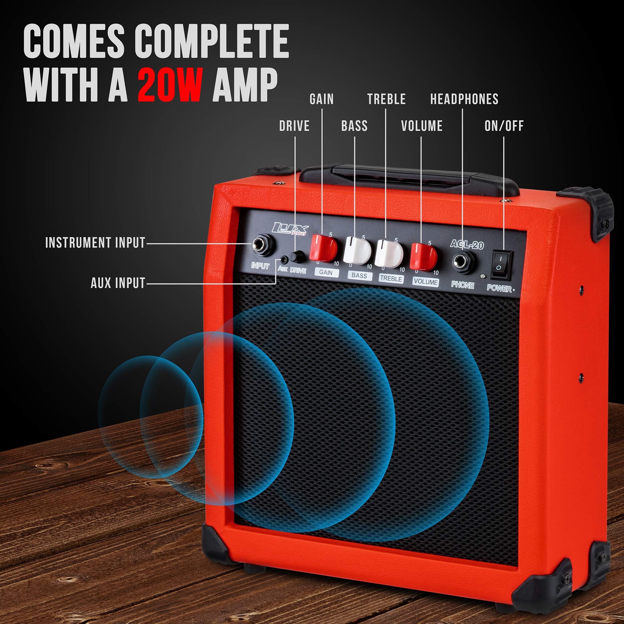 Foto 7 pulgar | Guitarra Eléctrica Lyxpro De 30 Pulgadas Con Kit De Inicio Para Niños Roja - Venta Internacional.