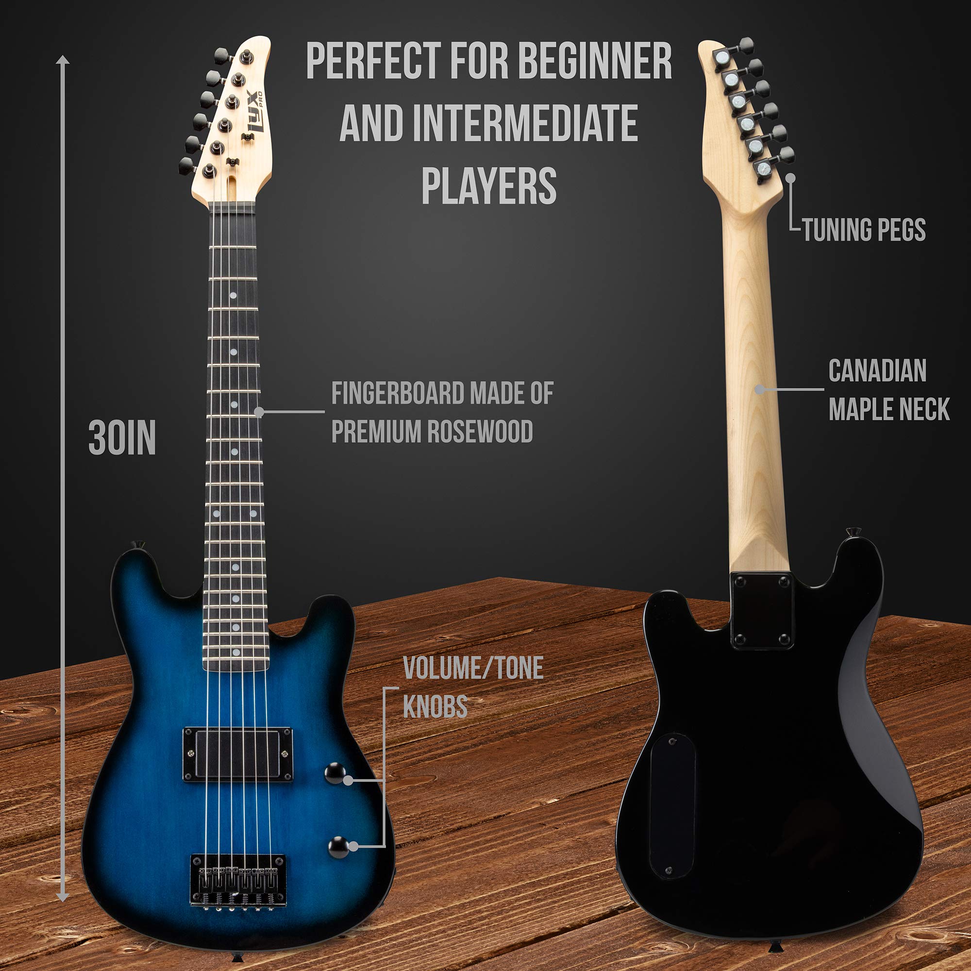 Foto 3 | Guitarra Eléctrica Lyxpro De 30 Pulgadas Con Kit De Inicio Para Niños Blue - Venta Internacional.