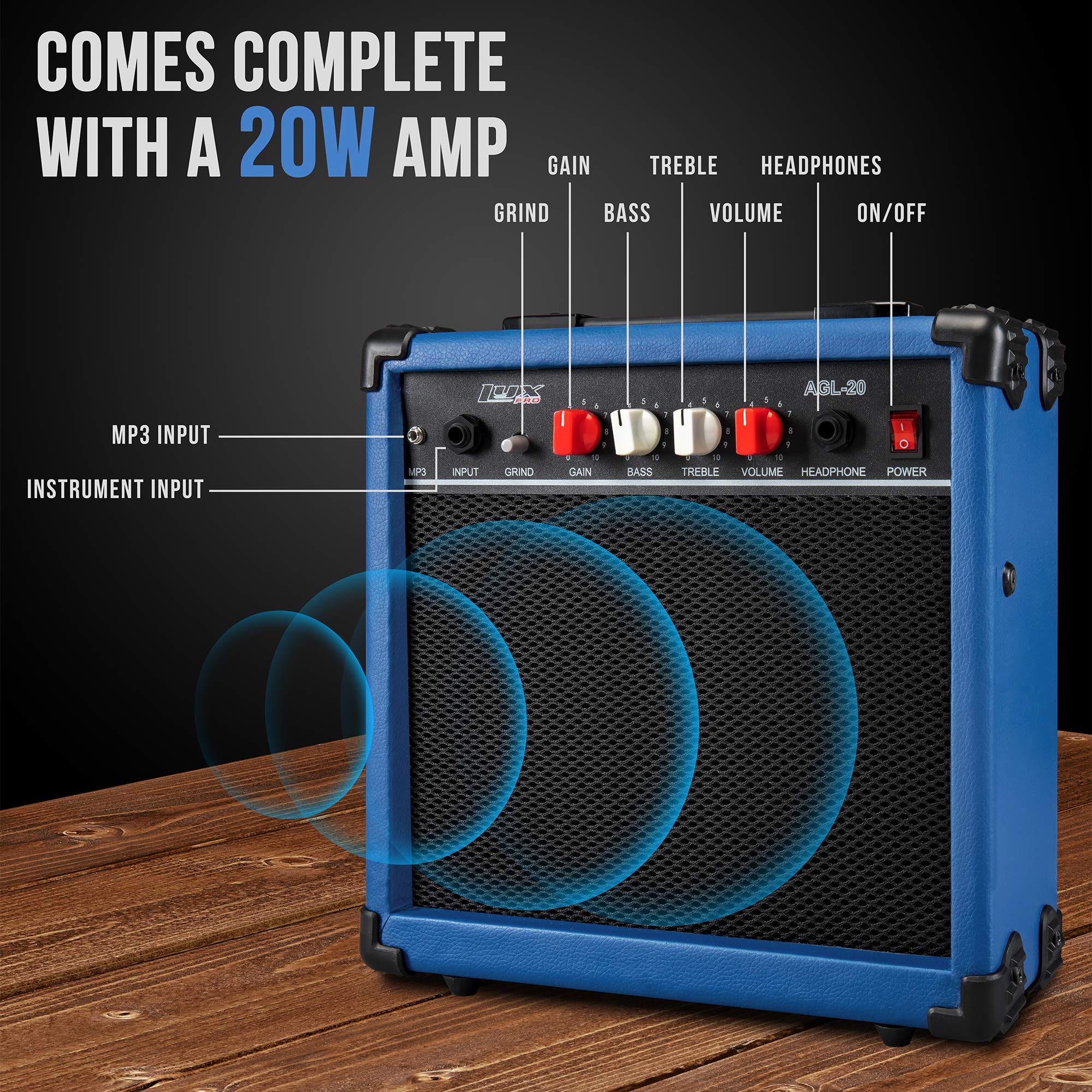 Foto 7 pulgar | Guitarra Eléctrica Lyxpro De 30 Pulgadas Con Kit De Inicio Para Niños Blue - Venta Internacional.