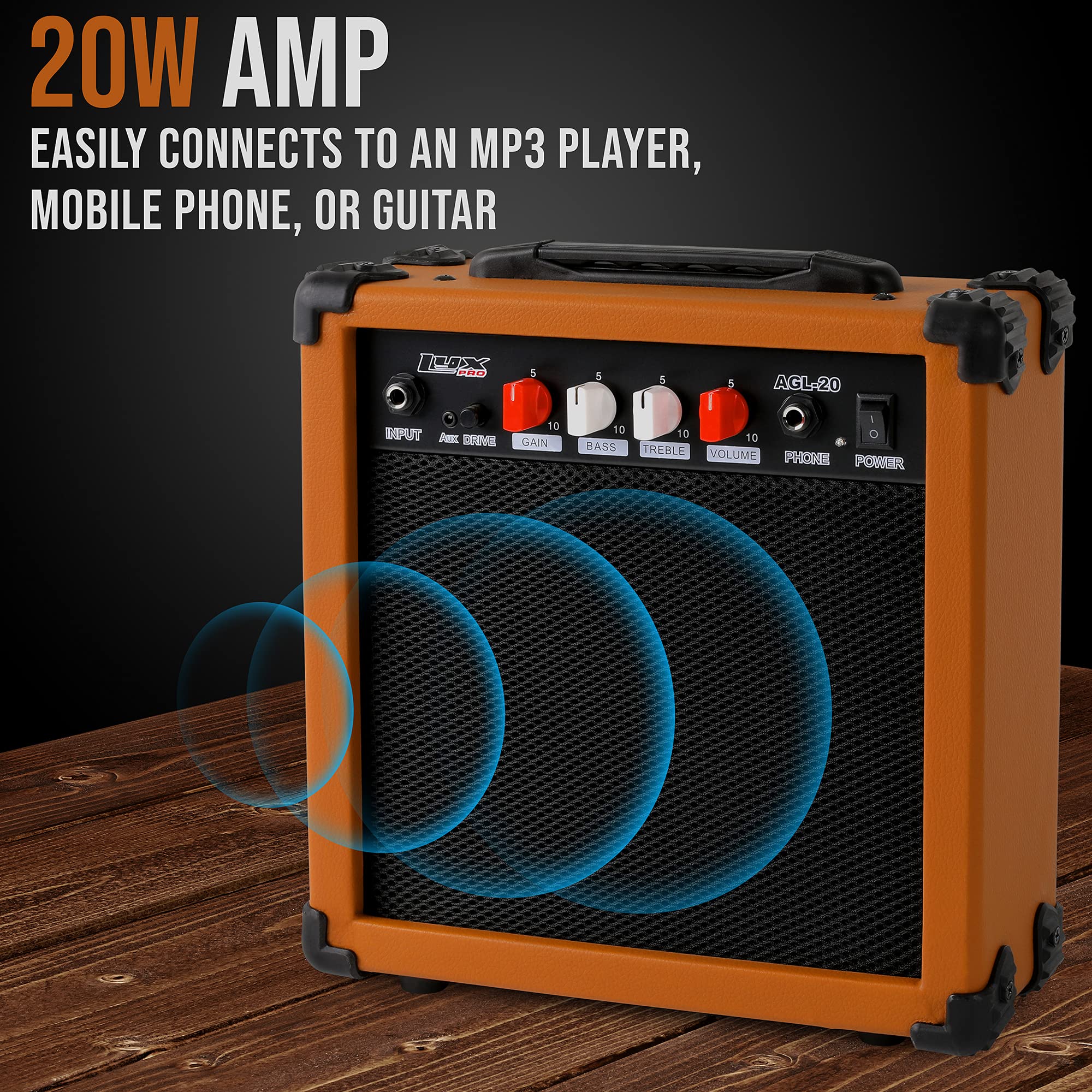 Foto 6 | Kit De Guitarra Eléctrica Lyxpro De Tamaño Completo De 39 Pulgadas Con Amplificador De 20 W - Venta Internacional.
