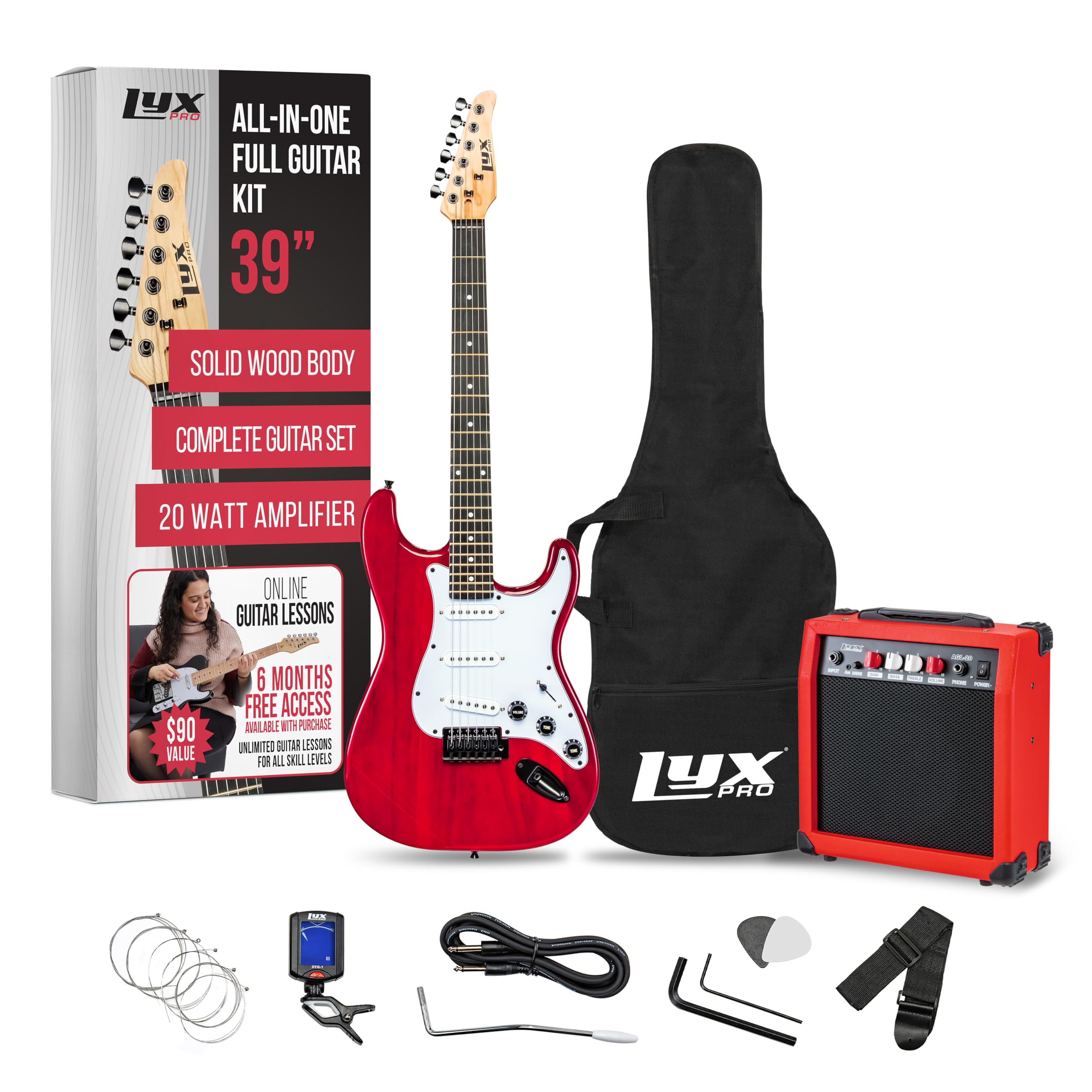Foto 2 pulgar | Guitarra Eléctrica Lyxpro De Tamaño Completo De 39 Pulgadas Con Amplificador De 20 W, Color Rojo - Venta Internacional.