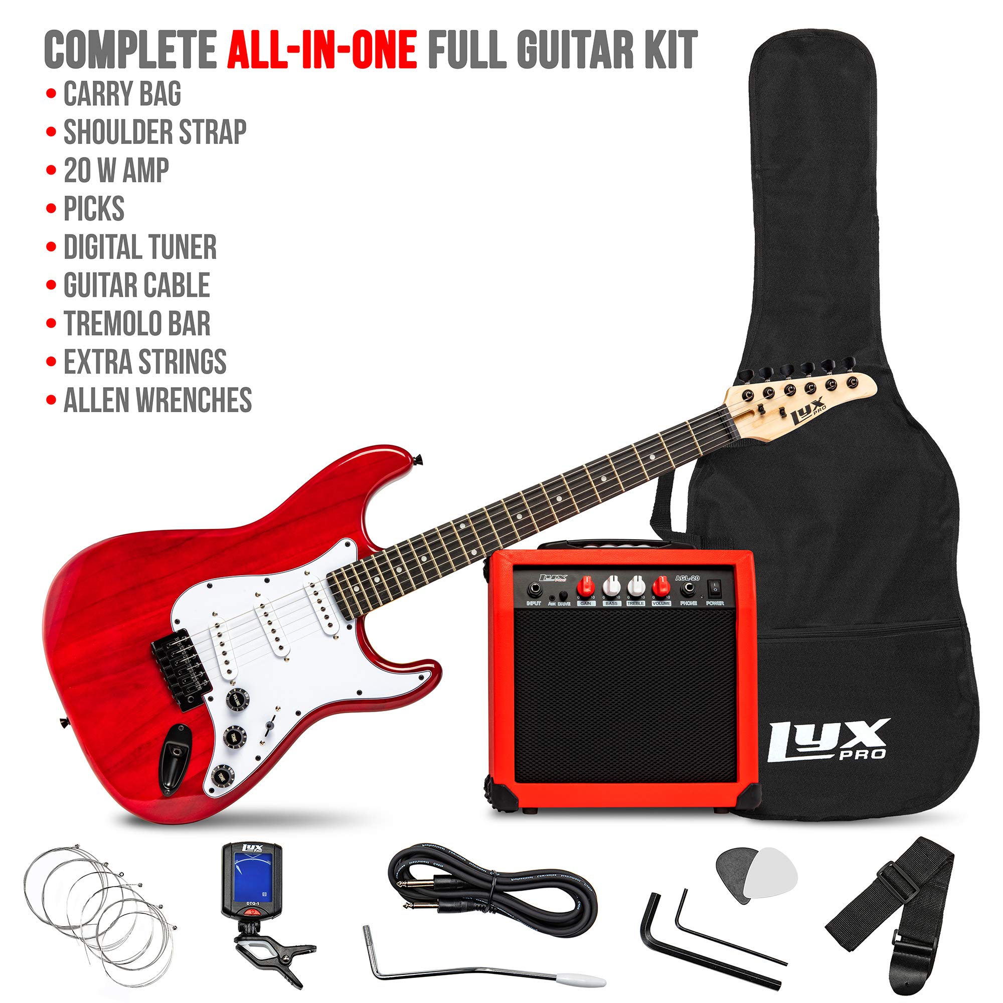 Foto 3 pulgar | Guitarra Eléctrica Lyxpro De Tamaño Completo De 39 Pulgadas Con Amplificador De 20 W, Color Rojo - Venta Internacional.