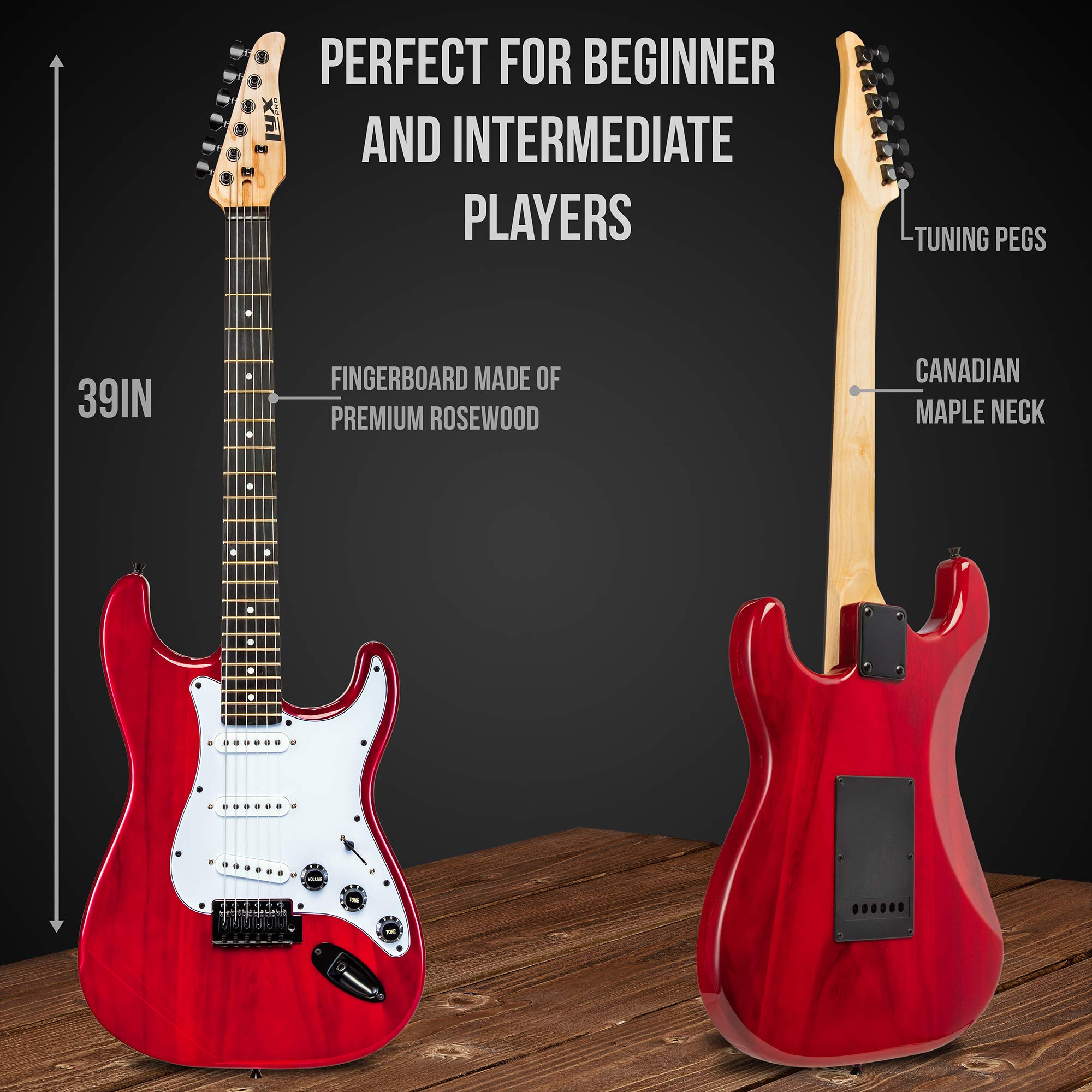 Foto 5 pulgar | Guitarra Eléctrica Lyxpro De Tamaño Completo De 39 Pulgadas Con Amplificador De 20 W, Color Rojo - Venta Internacional.