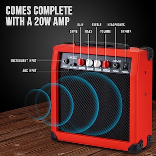 Foto 6 | Guitarra Eléctrica Lyxpro De Tamaño Completo De 39 Pulgadas Con Amplificador De 20 W, Color Rojo - Venta Internacional.