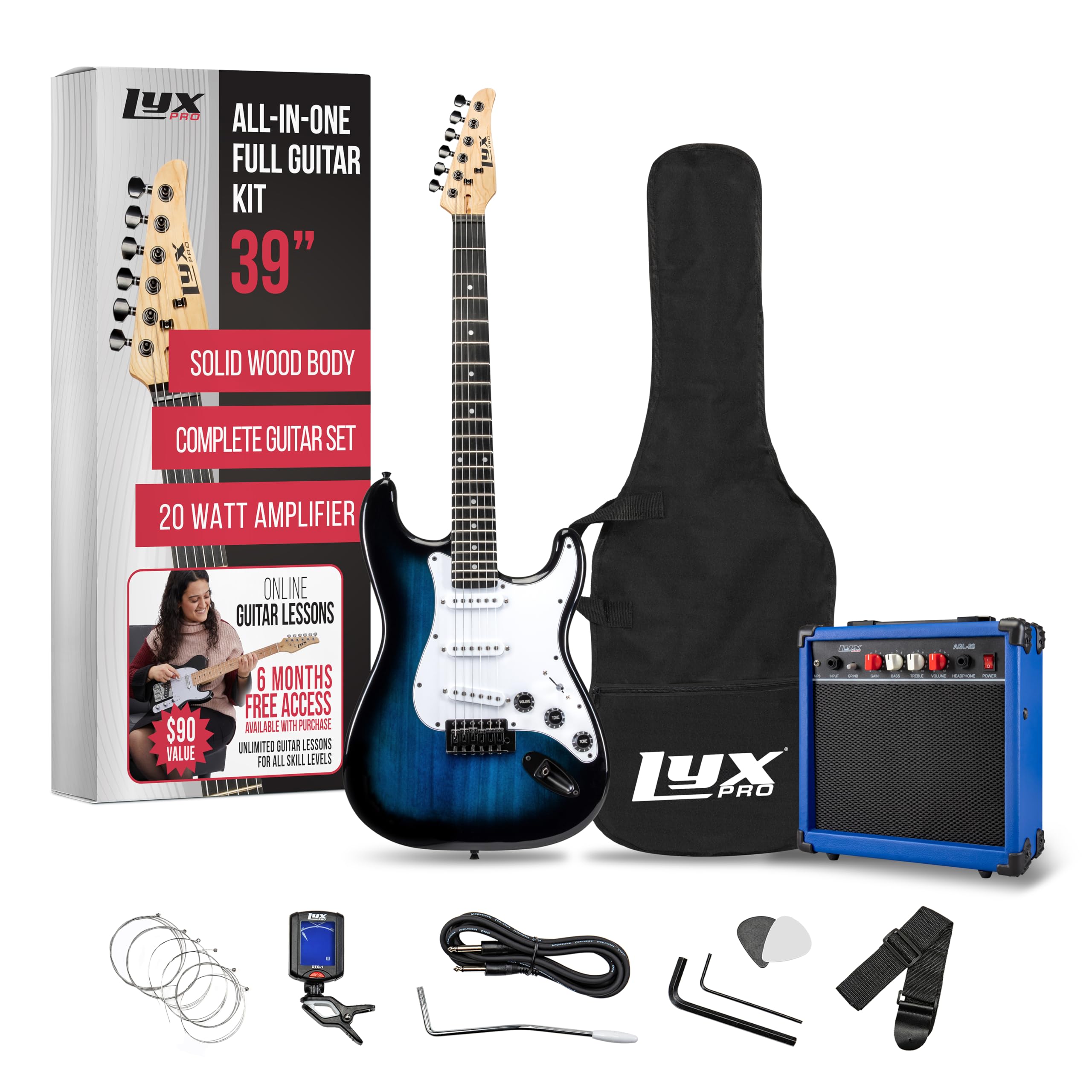 Foto 2 pulgar | Guitarra Eléctrica Lyxpro De Tamaño Completo De 39 Pulgadas Con Amplificador De 20 W Azul - Venta Internacional.