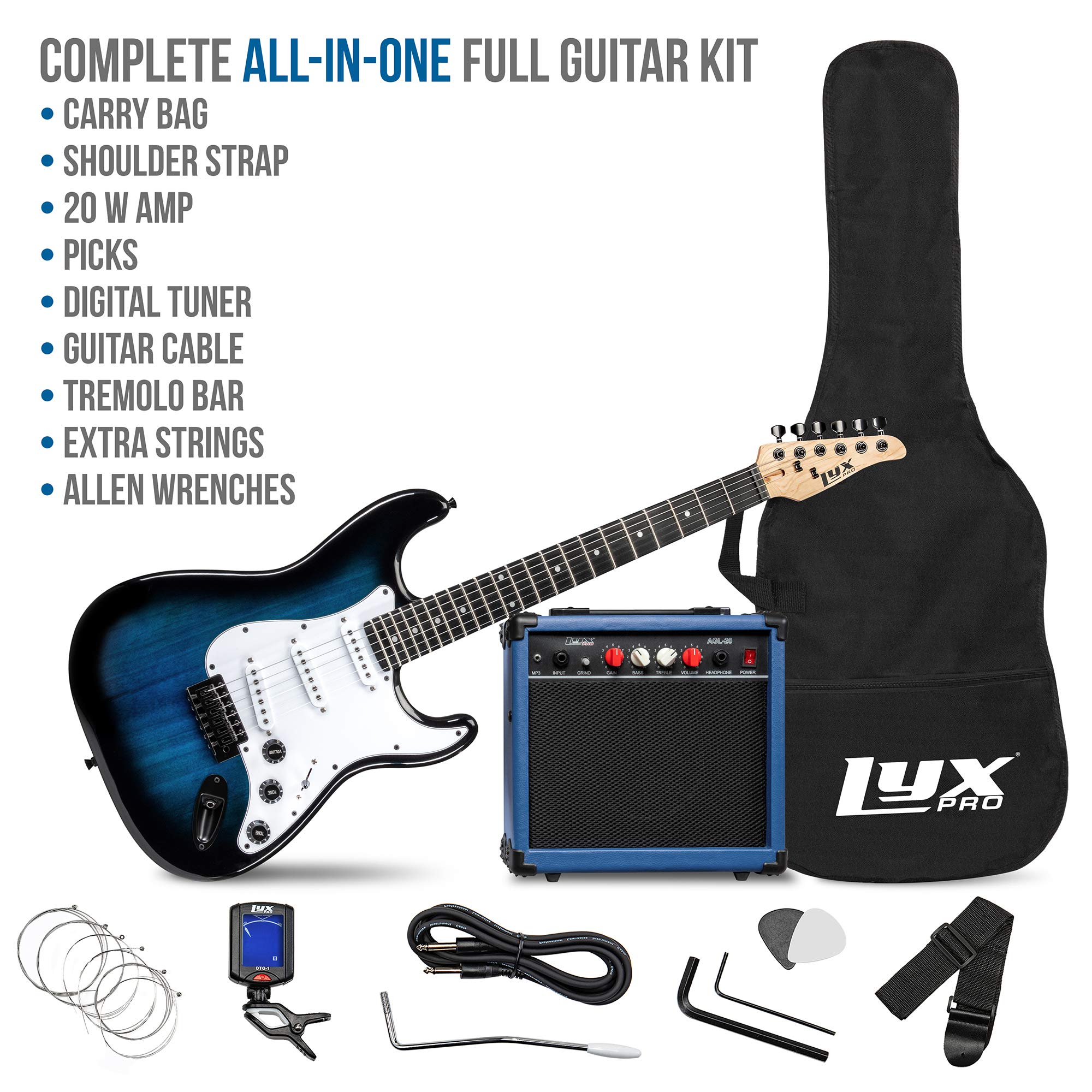 Foto 3 pulgar | Guitarra Eléctrica Lyxpro De Tamaño Completo De 39 Pulgadas Con Amplificador De 20 W Azul - Venta Internacional.
