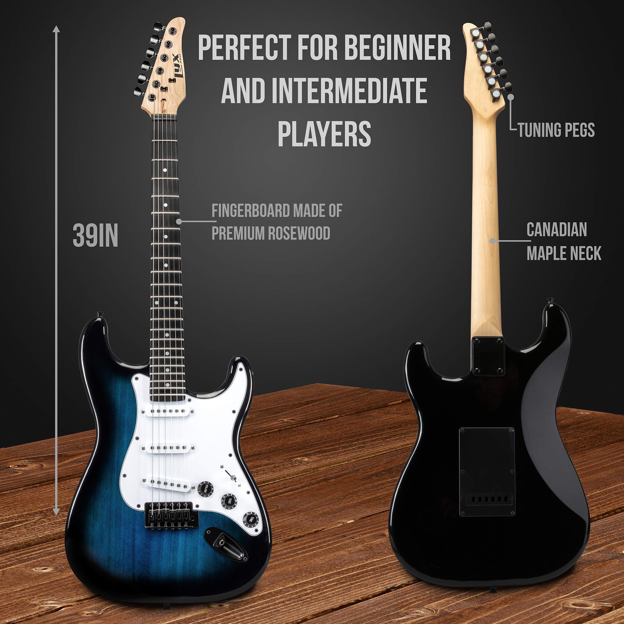 Foto 4 pulgar | Guitarra Eléctrica Lyxpro De Tamaño Completo De 39 Pulgadas Con Amplificador De 20 W Azul - Venta Internacional.