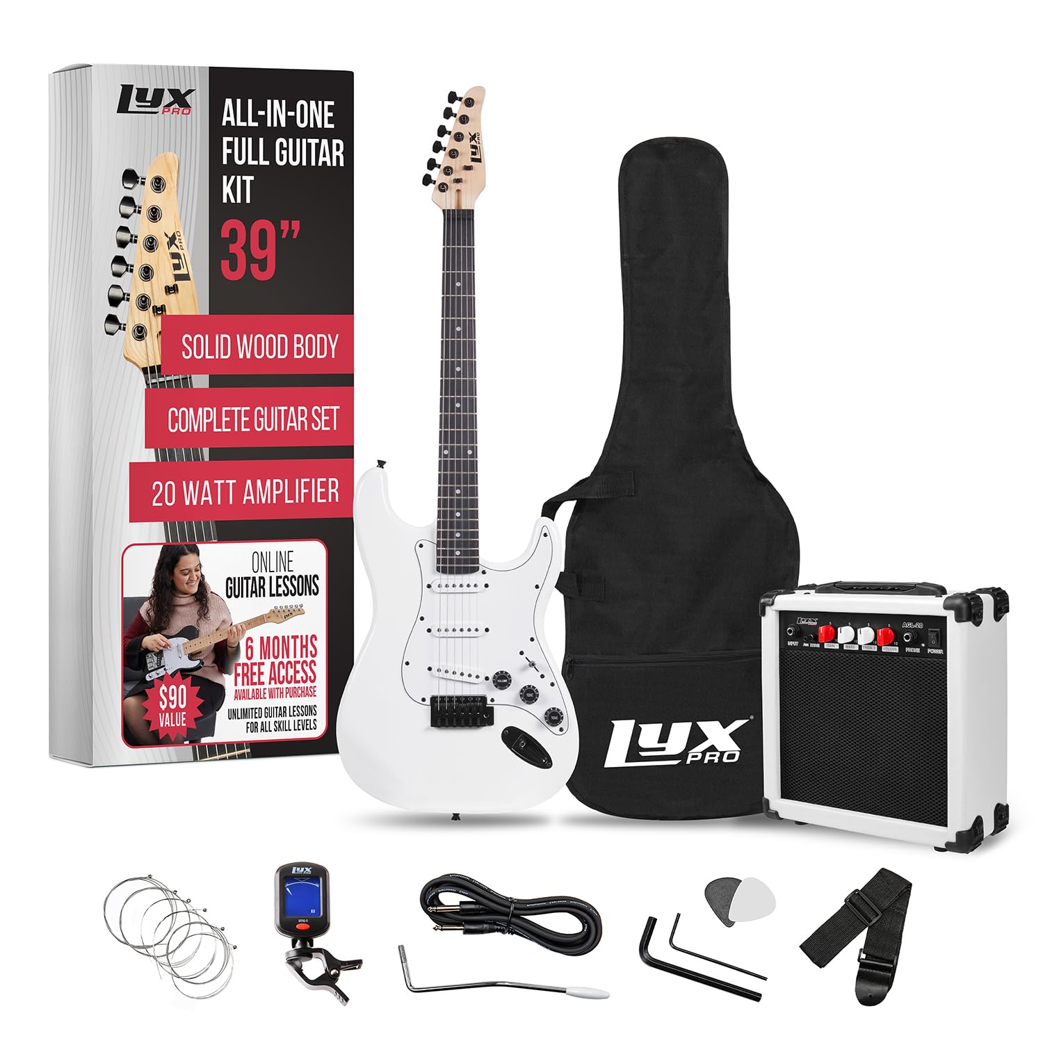 Foto 2 pulgar | Kit De Guitarra Eléctrica Lyxpro De Tamaño Completo De 39 Pulgadas Con Amplificador De 20 W, Color Blanco - Ve