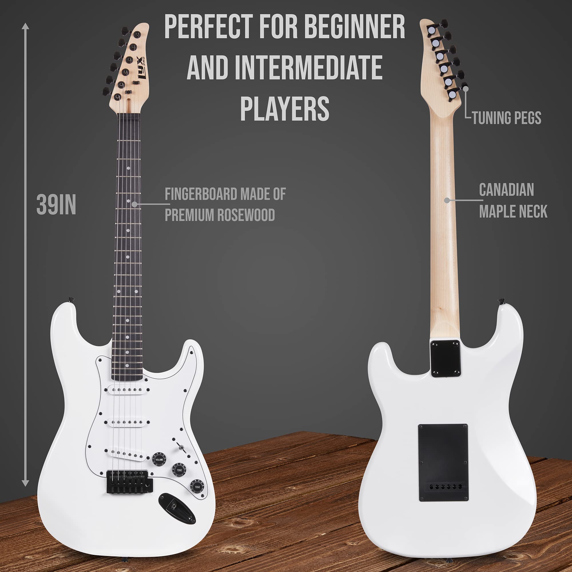 Foto 4 pulgar | Kit De Guitarra Eléctrica Lyxpro De Tamaño Completo De 39 Pulgadas Con Amplificador De 20 W, Color Blanco - Ve