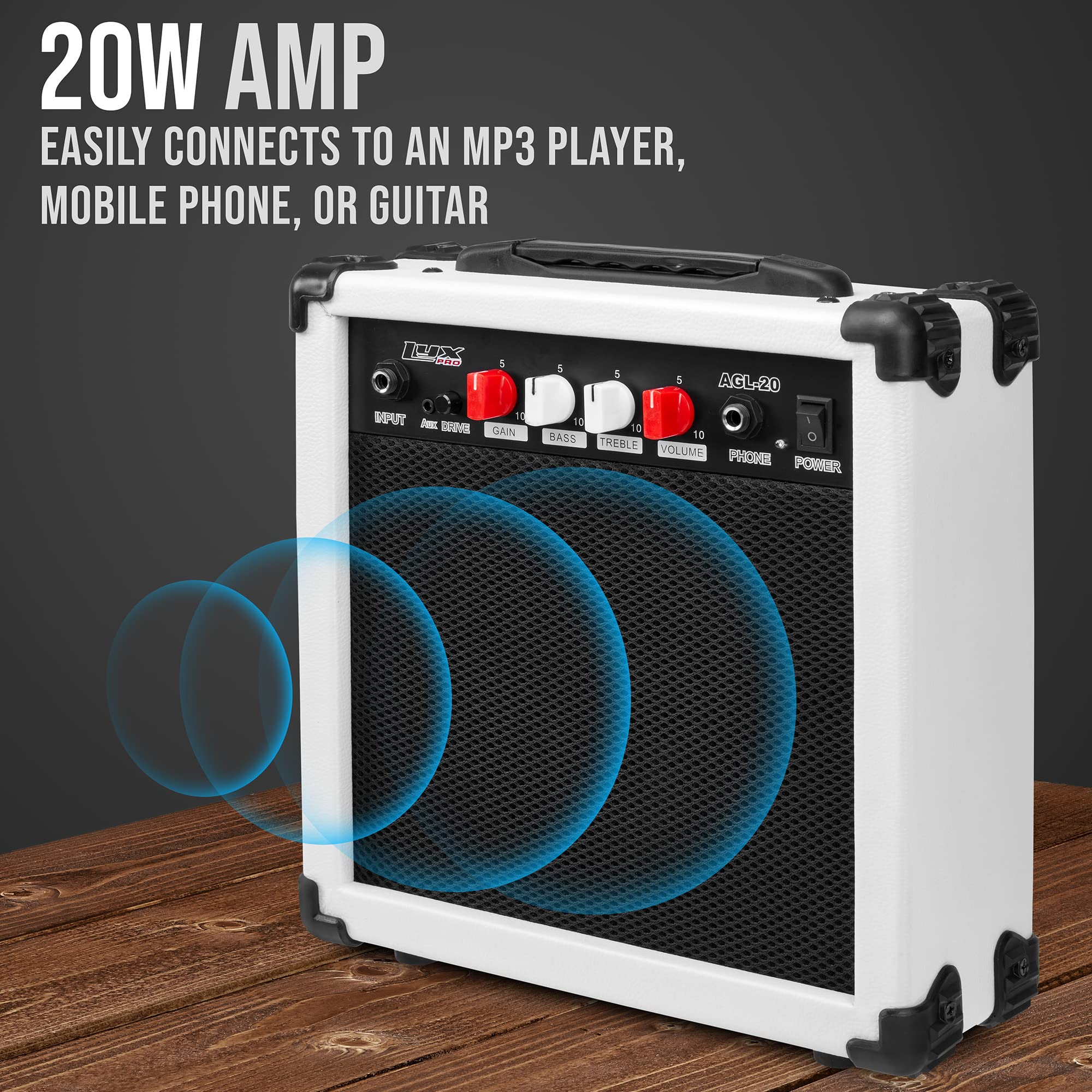 Foto 7 pulgar | Kit De Guitarra Eléctrica Lyxpro De Tamaño Completo De 39 Pulgadas Con Amplificador De 20 W, Color Blanco - Ve