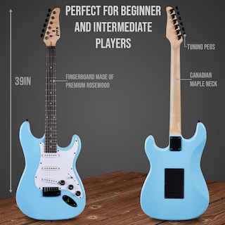 Foto 3 | Guitarra Eléctrica Lyxpro Retro Blue De 39 Pulgadas Con Amplificador De 20 W Y Accesorios - Venta Internacional.