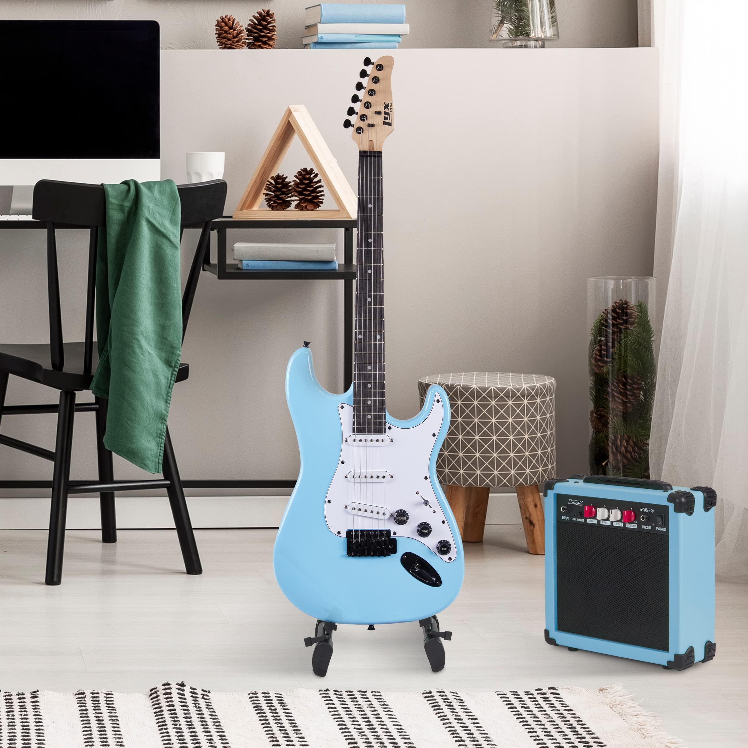 Foto 8 pulgar | Guitarra Eléctrica Lyxpro Retro Blue De 39 Pulgadas Con Amplificador De 20 W Y Accesorios - Venta Internacional.