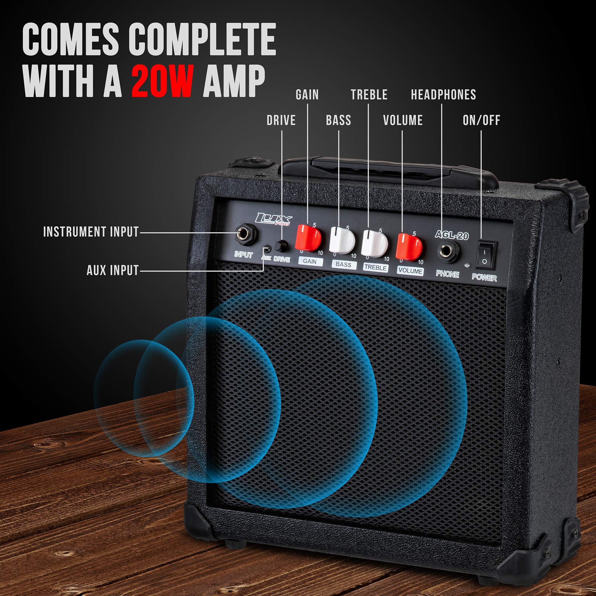 Foto 3 | Guitarra Eléctrica Lyxpro Left Hand De 39 Pulgadas Con Kit De Inicio Y Amplificador - Venta Internacional.