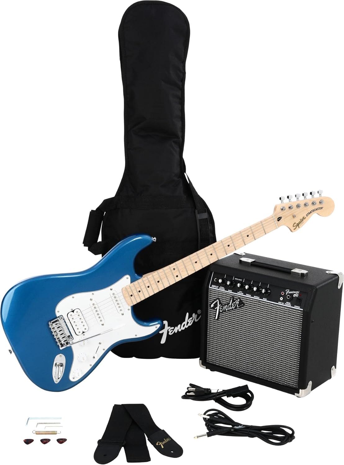 Kit De Guitarra Eléctrica Fender Squier Affinity Stratocaster Blue - Venta Internacional.