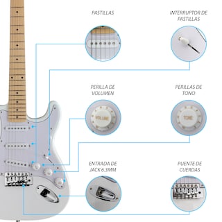 Foto 2 | Paquete Guitarra Electrica Series Jethro By Steelpro 049-sk Color Blanco Material Del Diapasón Maple Orientaci