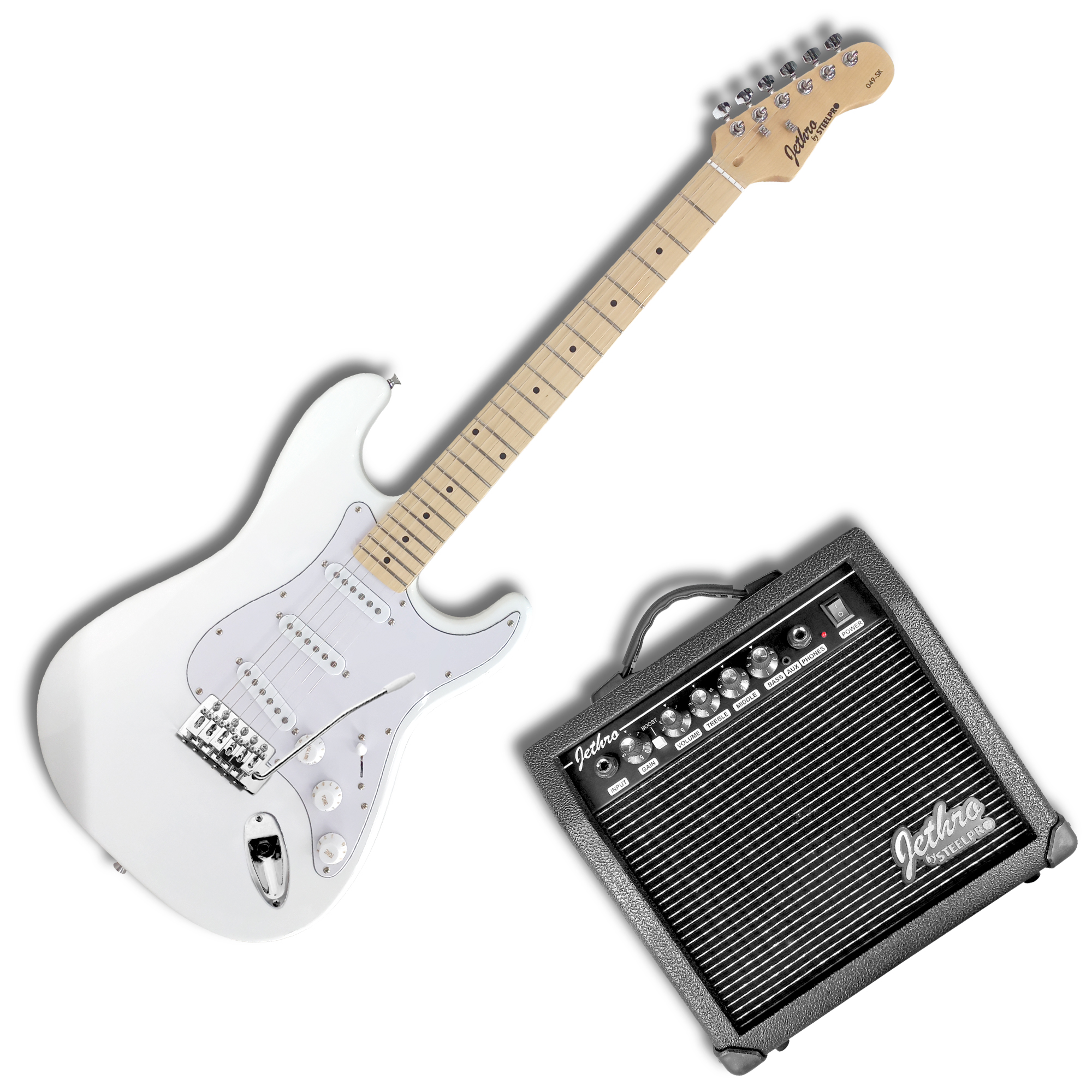Foto 8 pulgar | Paquete Guitarra Electrica Series Jethro By Steelpro 049-sk Color Blanco Material Del Diapasón Maple Orientaci