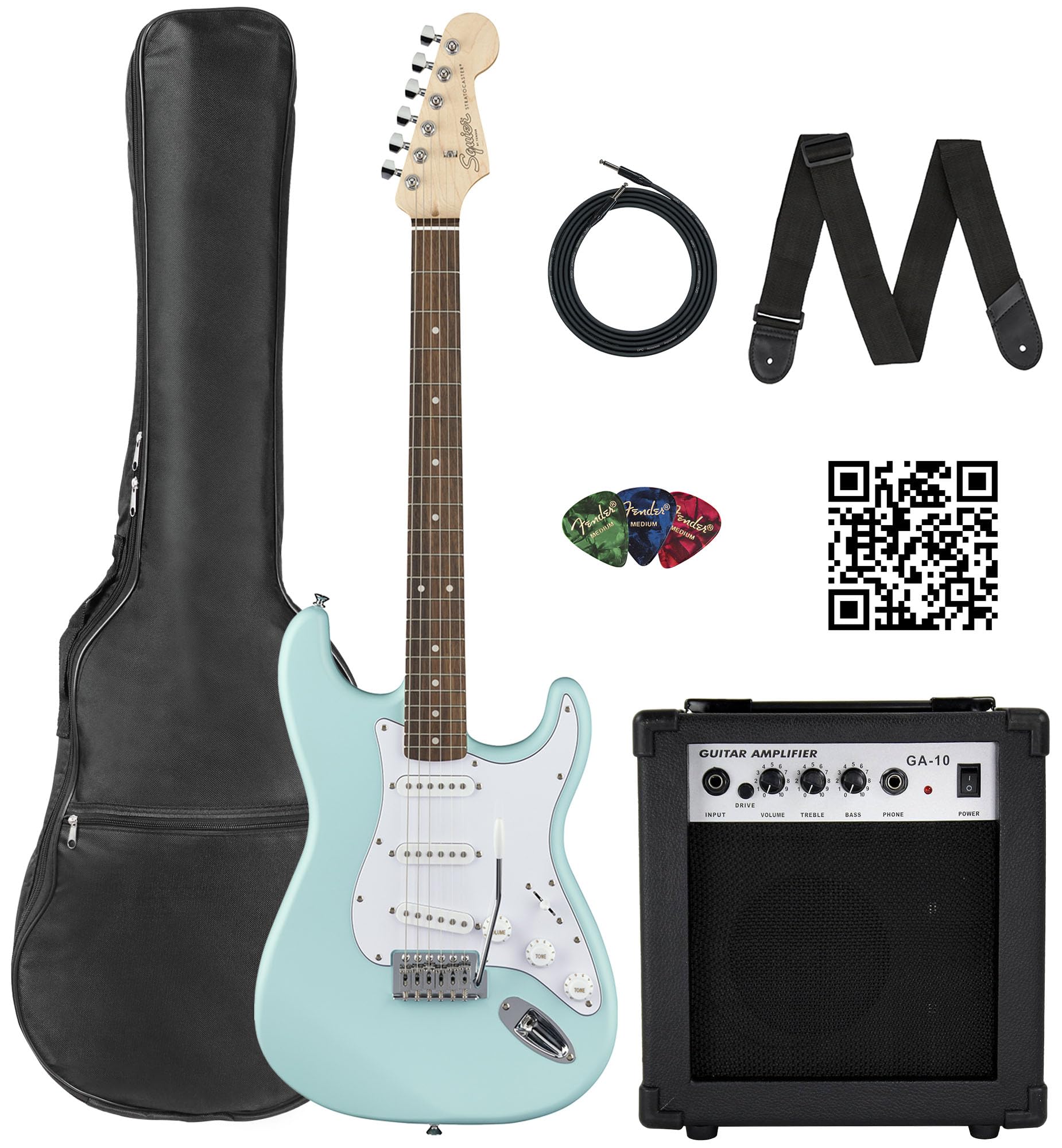 Foto 1 | Guitarra Eléctrica Fender Squier Stratocaster Daphne Blue Bundle - Venta Internacional.