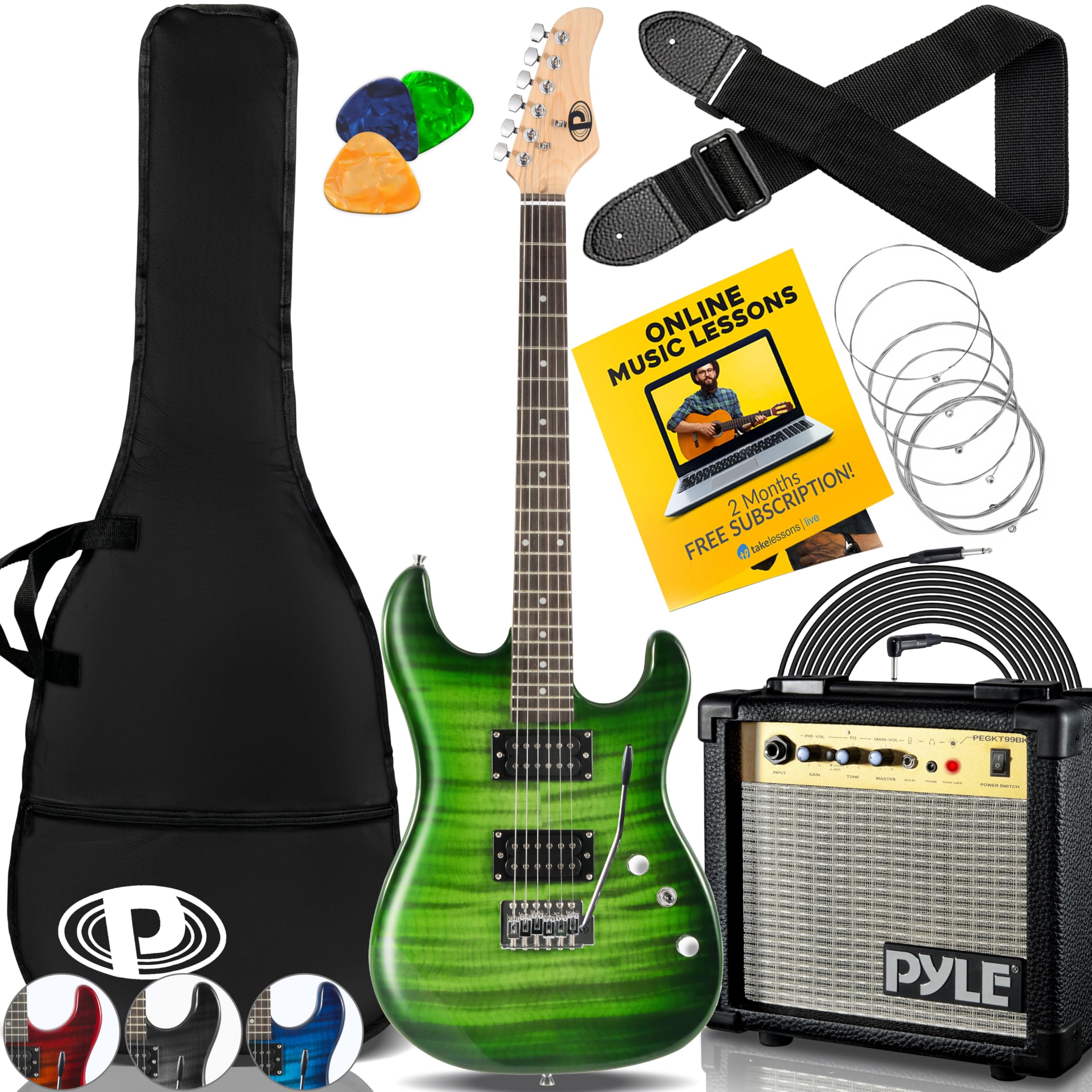 Foto 2 pulgar | Kit De Guitarra Eléctrica Pyle Legacy Green Con Amplificador Y Accesorios - Venta Internacional.