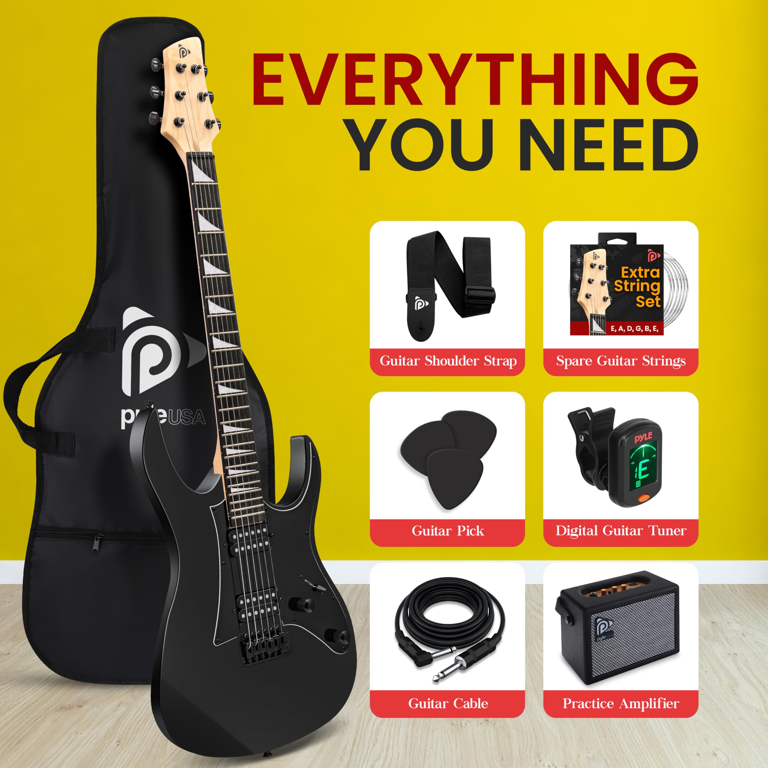 Foto 7 | Guitarra Eléctrica Pyle Prog Rock Eg Series 39'' Con Kit De Amplificador Bla - Venta Internacional.