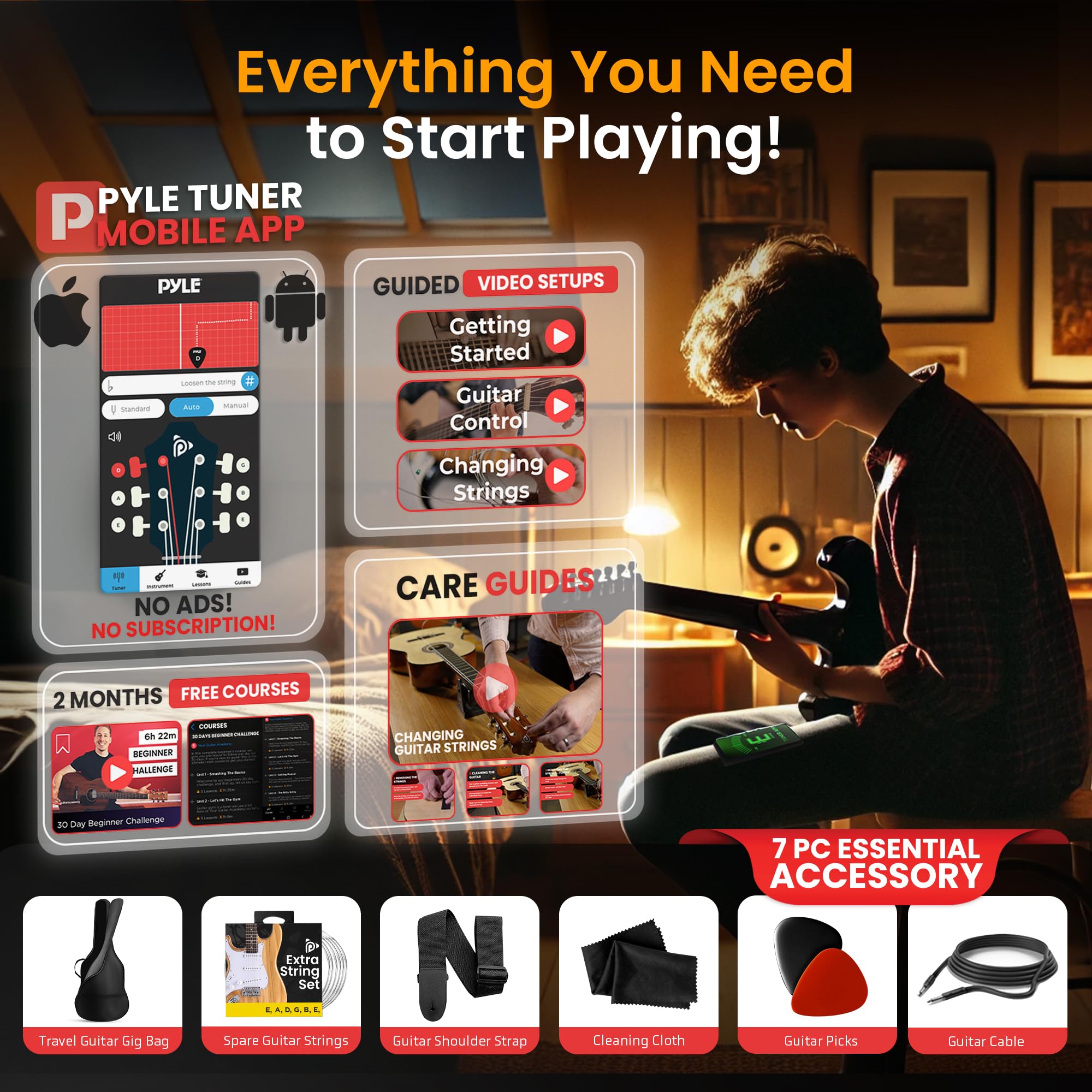 Foto 3 pulgar | Kit De Guitarra Eléctrica Pyle, Tamaño Completo, Para Zurdos, Estilo St - Venta Internacional.