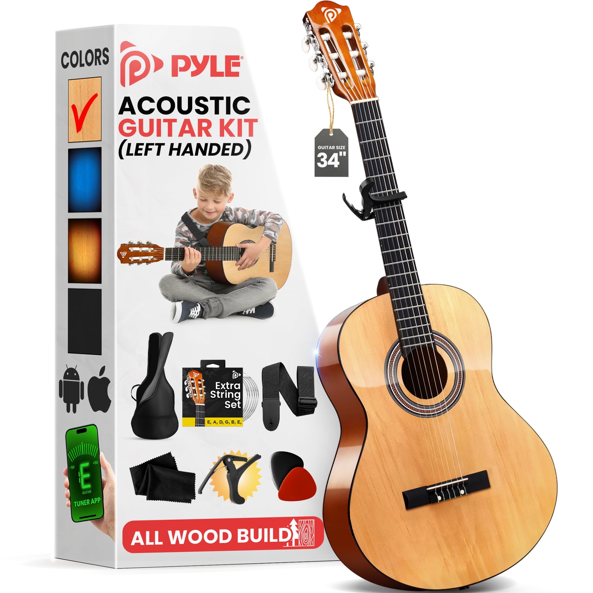 Foto 2 pulgar | Guitarra Acústica Pyle Para Zurdos Para Principiantes Y 1/2 Tamaño Junior - Venta Internacional.