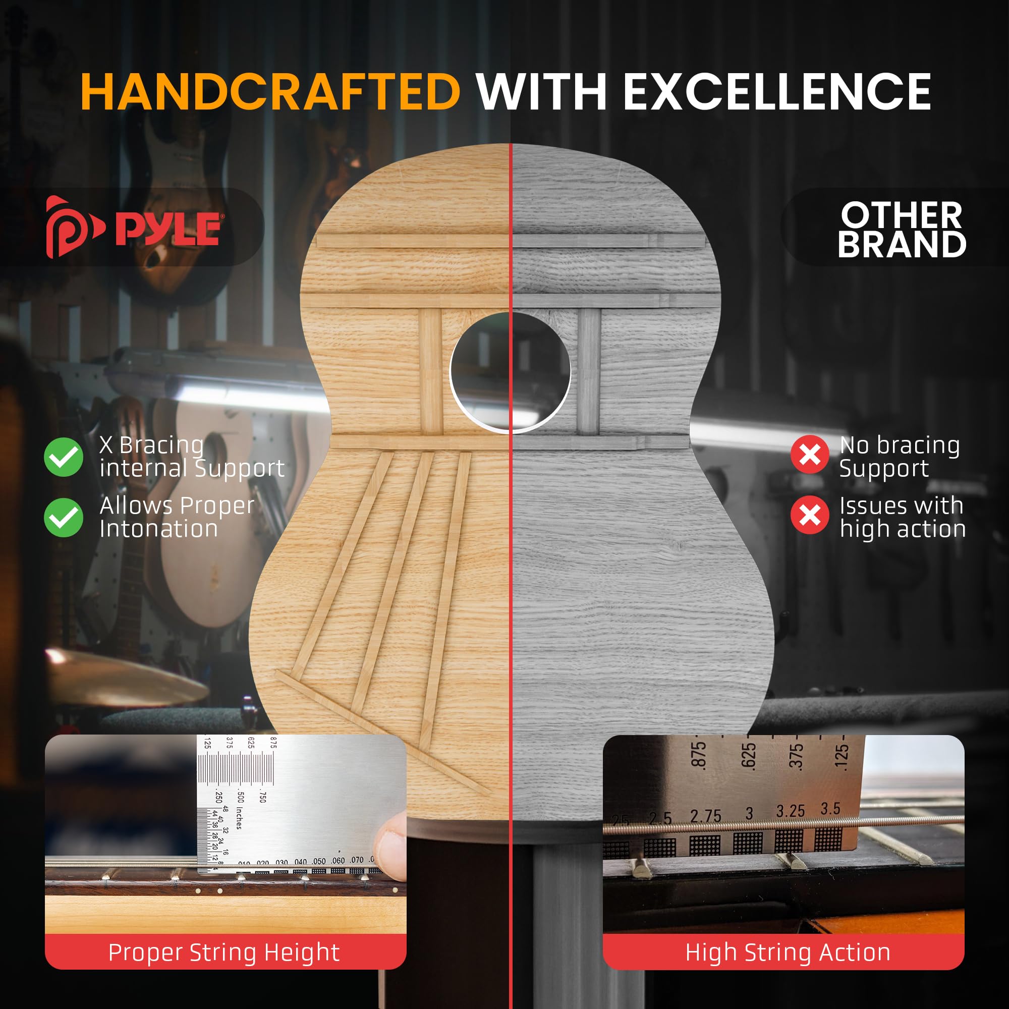 Foto 7 pulgar | Guitarra Acústica Pyle Para Zurdos Para Principiantes Y 1/2 Tamaño Junior - Venta Internacional.
