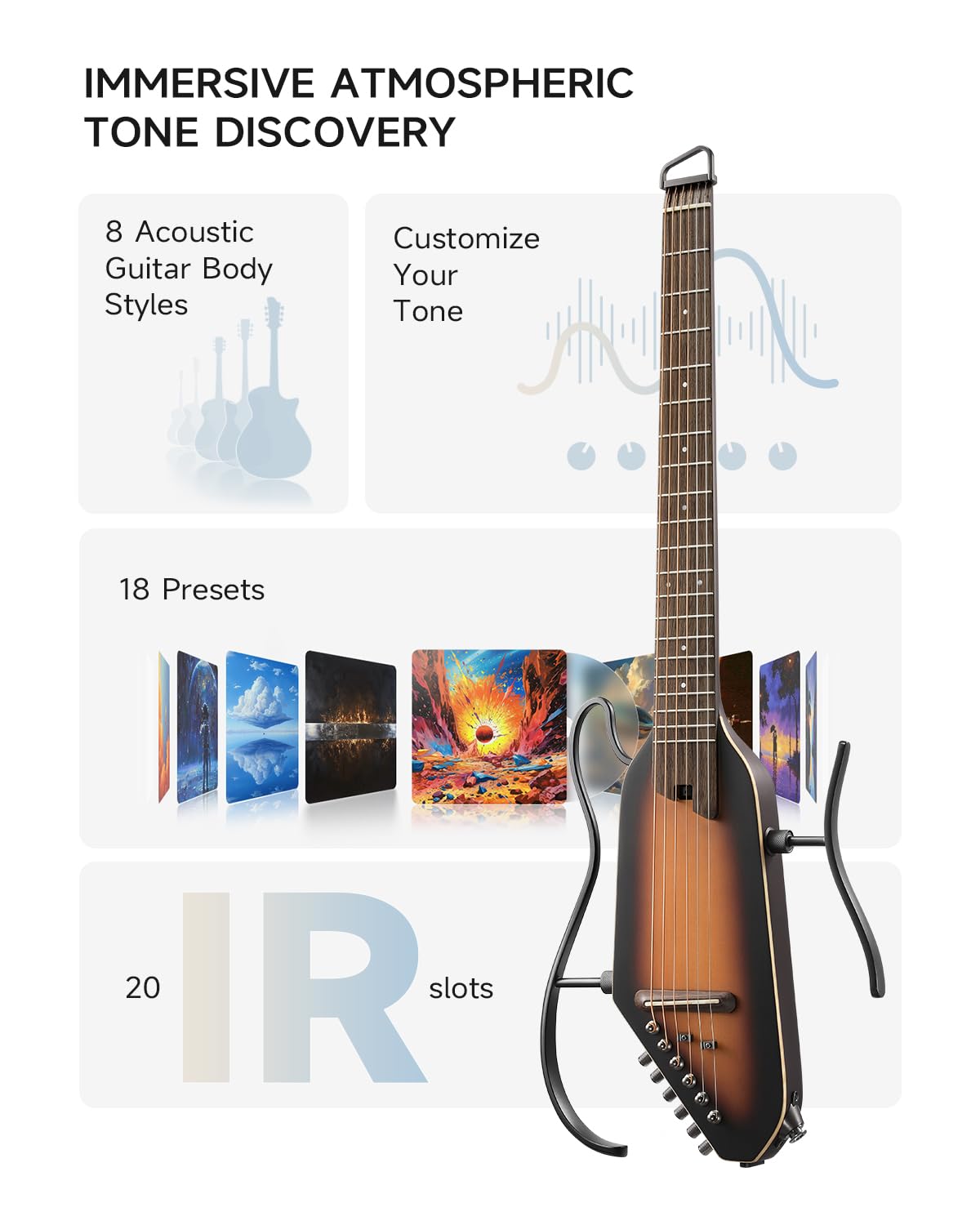 Foto 2 | Guitarra Eléctrica Acústica Donner Hush I Pro Con Efectos Y Kit - Venta Internacional.