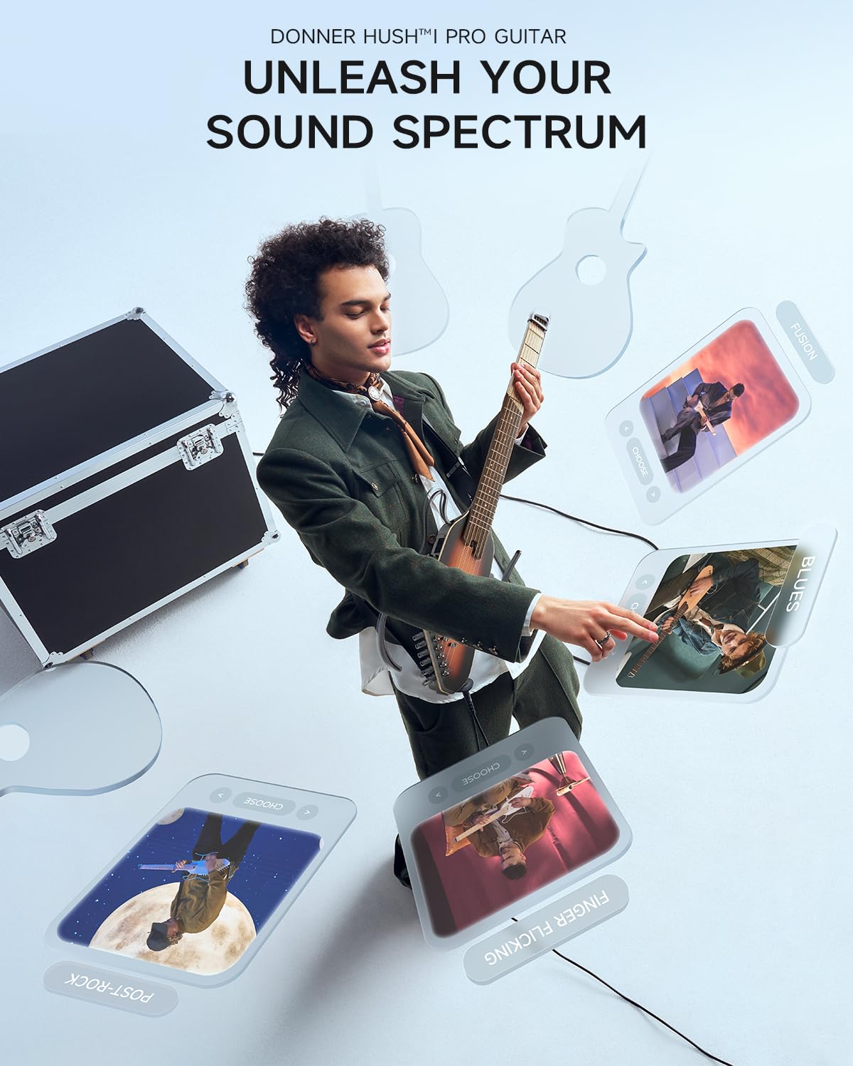 Foto 3 | Guitarra Eléctrica Acústica Donner Hush I Pro Con Efectos Y Kit - Venta Internacional.