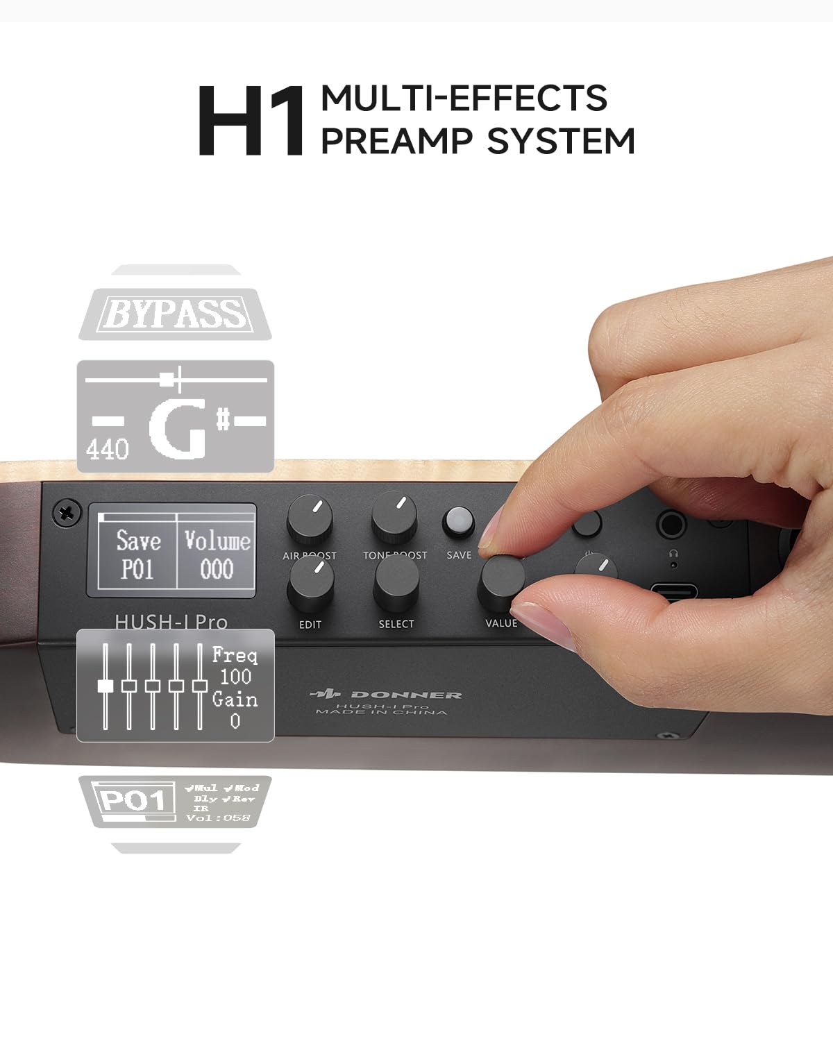 Foto 4 | Guitarra Eléctrica Acústica Donner Hush I Pro Con Efectos Y Kit - Venta Internacional.