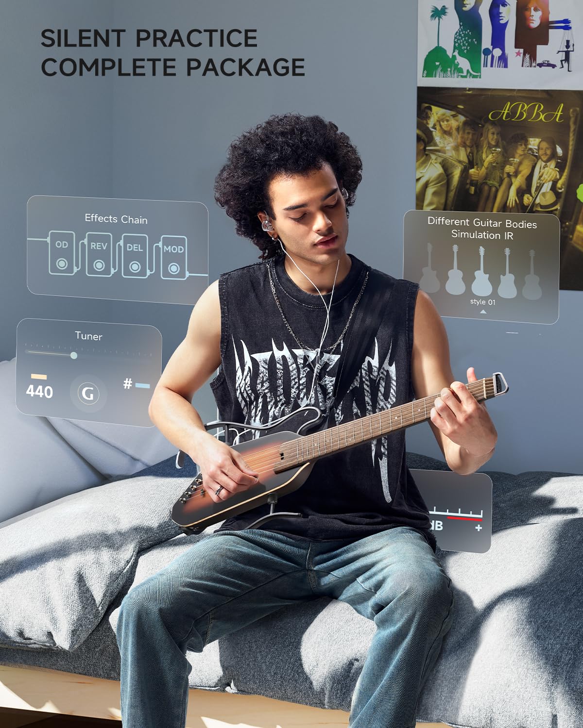 Foto 7 pulgar | Guitarra Eléctrica Acústica Donner Hush I Pro Con Efectos Y Kit - Venta Internacional.