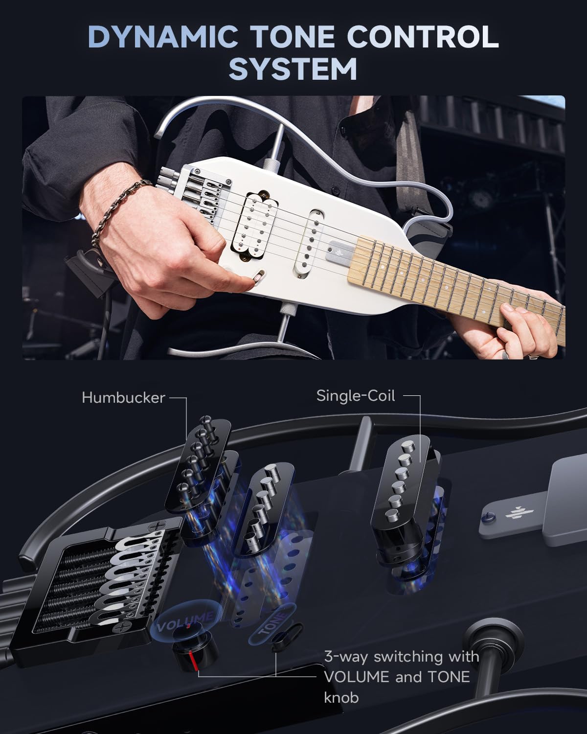 Foto 7 pulgar | Guitarra Eléctrica Donner Hush-x Featherlight Travel Metallic White - Venta Internacional.