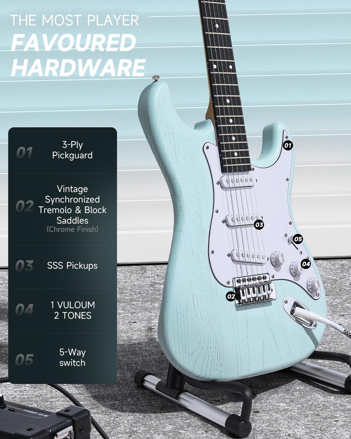 Foto 3 pulgar | Guitarra Eléctrica Donner Dst-80 99 Cm Con Amplificador Y Accesorios - Venta Internacional.