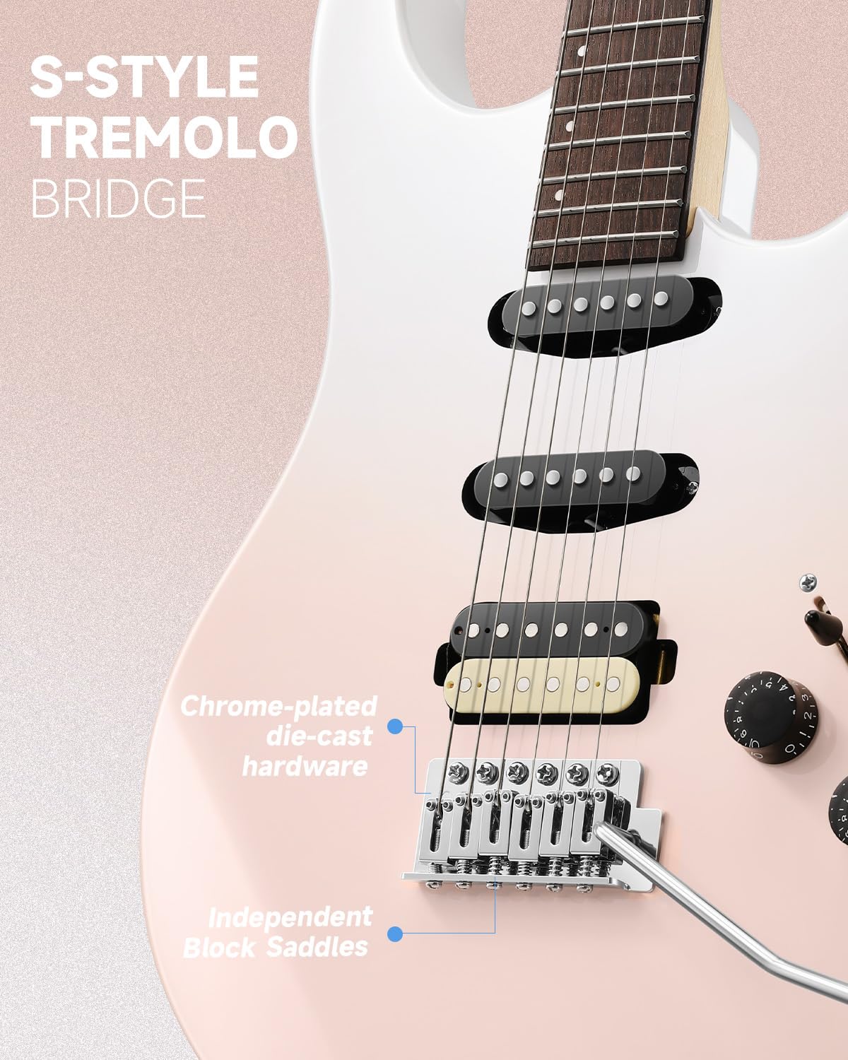 Foto 3 pulgar | Guitarra Eléctrica Donner Dmt-66 99 Cm Con Funda Para Principiantes, Color Rosa - Venta Internacional.