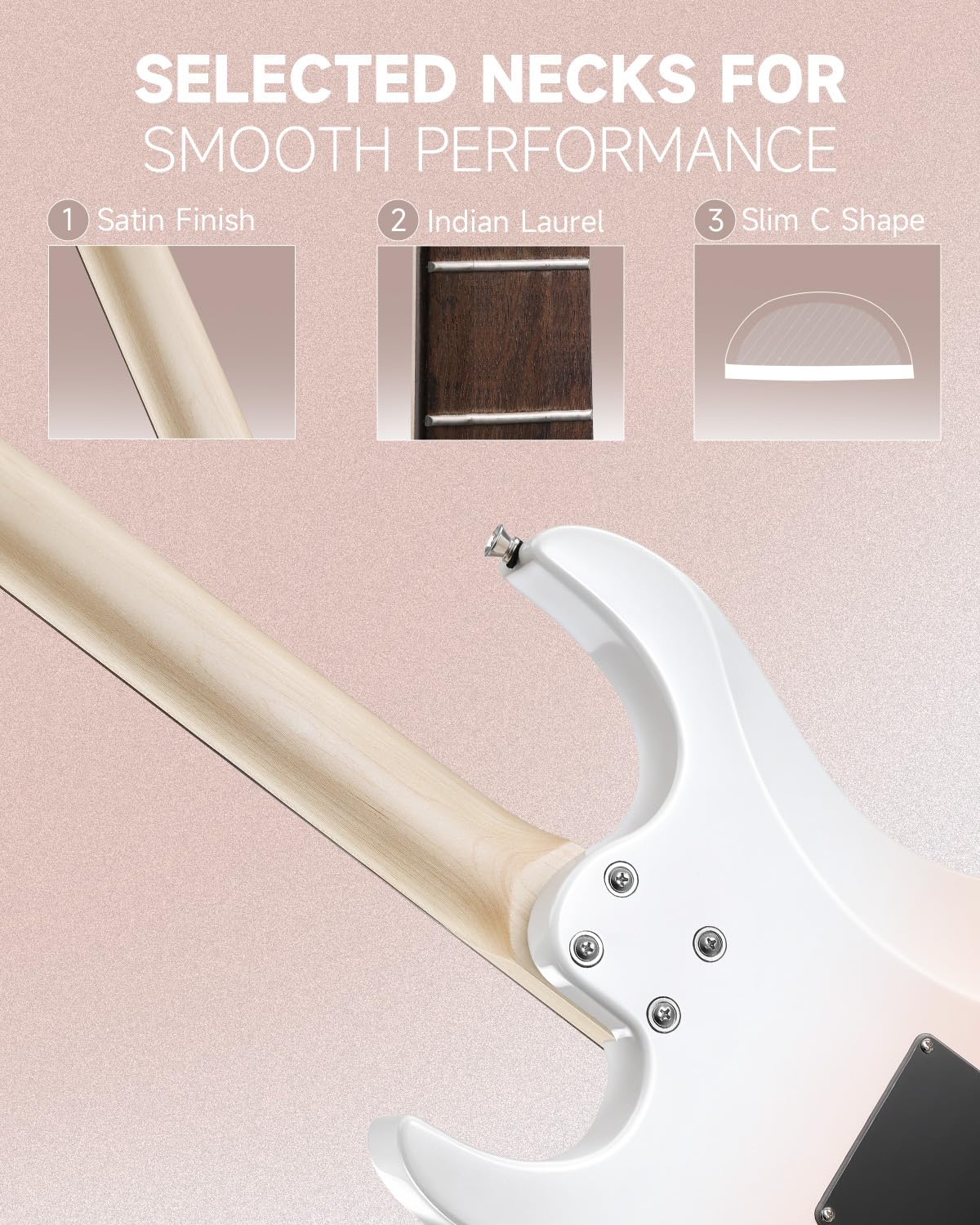 Foto 3 | Guitarra Eléctrica Donner Dmt-66 99 Cm Con Funda Para Principiantes, Color Rosa - Venta Internacional.