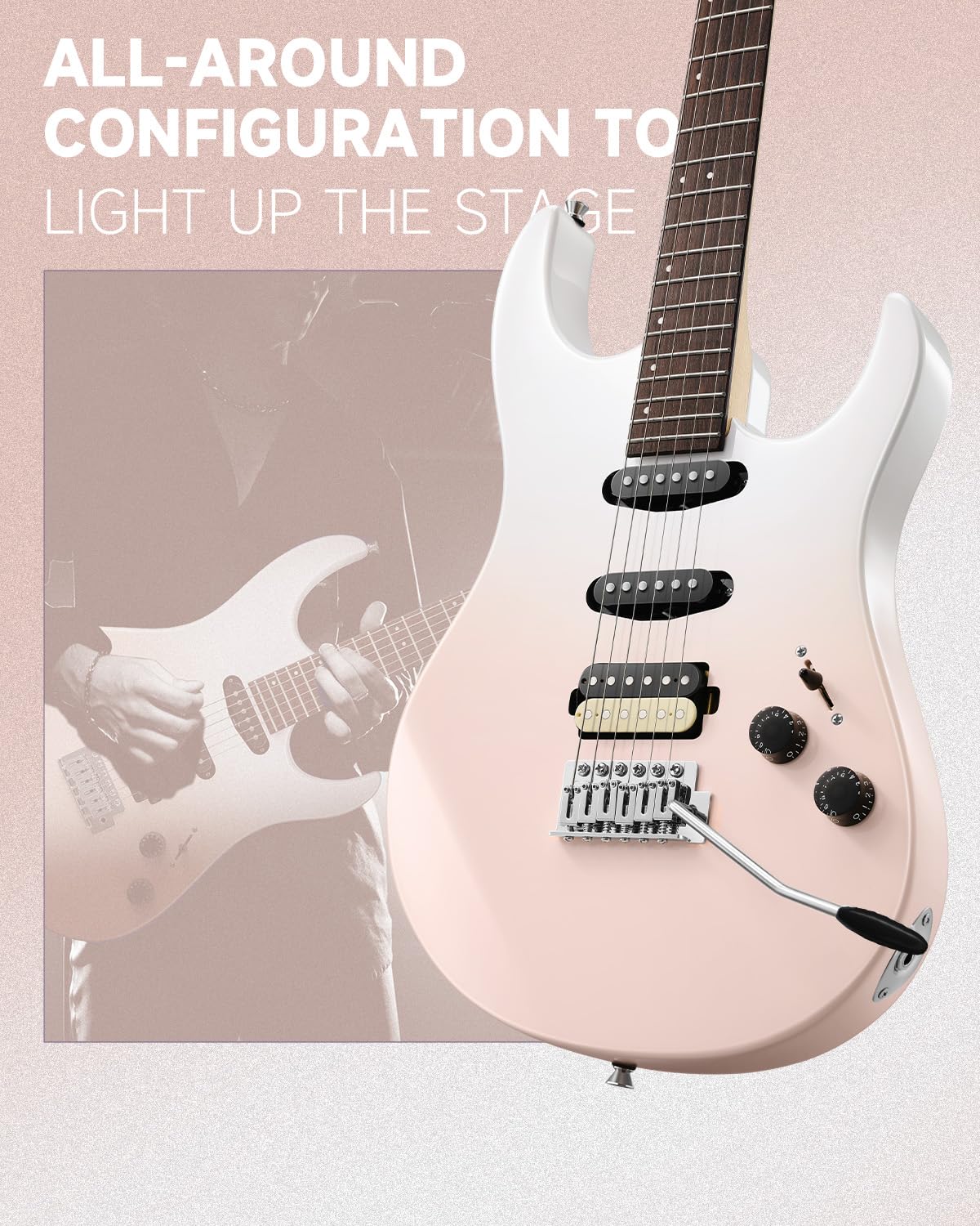 Foto 5 pulgar | Guitarra Eléctrica Donner Dmt-66 99 Cm Con Funda Para Principiantes, Color Rosa - Venta Internacional.
