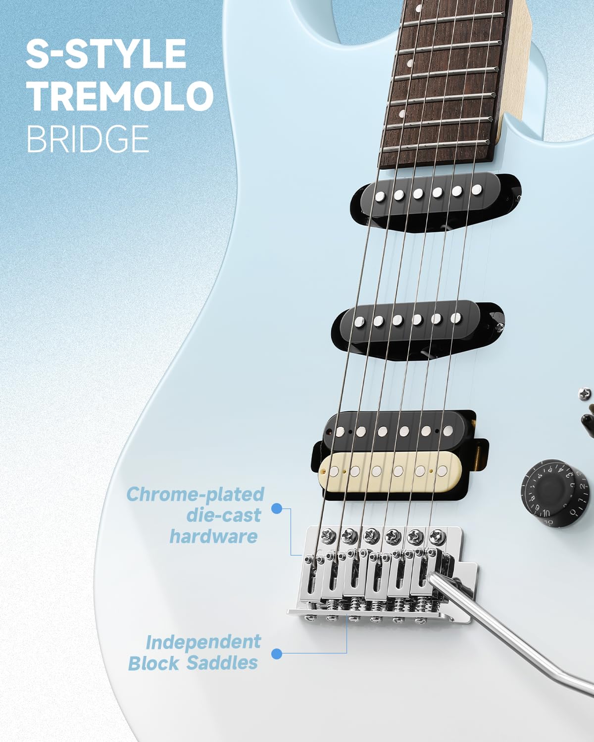 Foto 3 pulgar | Guitarra Eléctrica Donner Dmt-66 99 Cm Con Funda Para Principiantes, Color Azul - Venta Internacional.