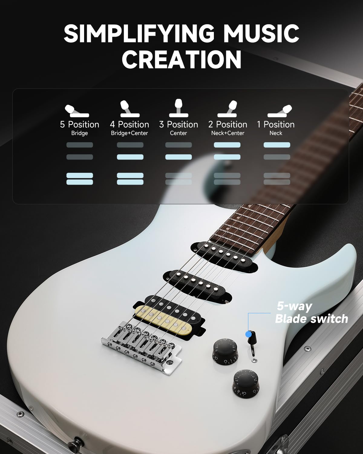 Foto 6 | Guitarra Eléctrica Donner Dmt-66 99 Cm Con Funda Para Principiantes, Color Azul - Venta Internacional.