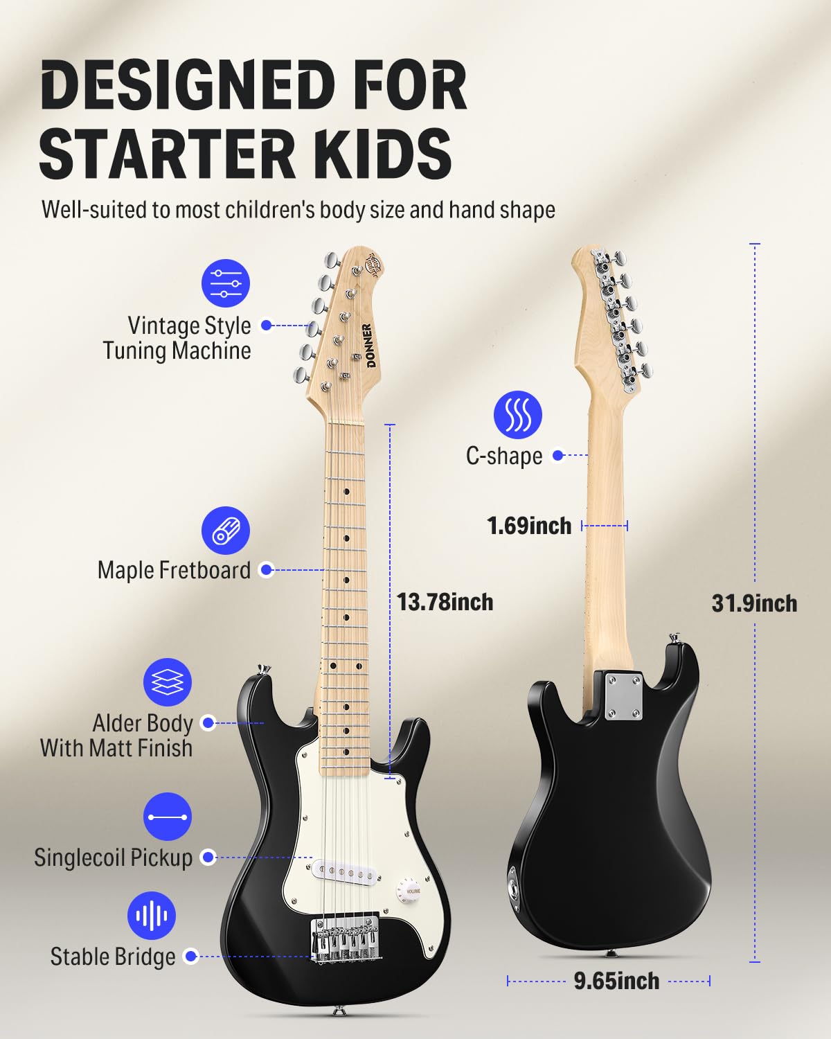 Foto 3 pulgar | Kit De Guitarra Eléctrica Donner Dsj-100 Para Niños De 30 Pulgadas Para Principiantes - Venta Internacional.