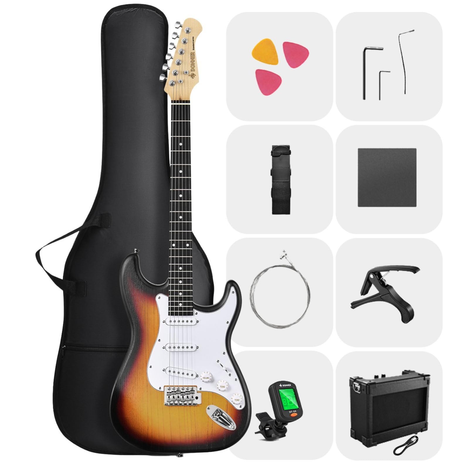 Foto 2 pulgar | Guitarra Eléctrica Donner Dst-80 99 Cm Con Amplificador Y Accesorios - Venta Internacional.