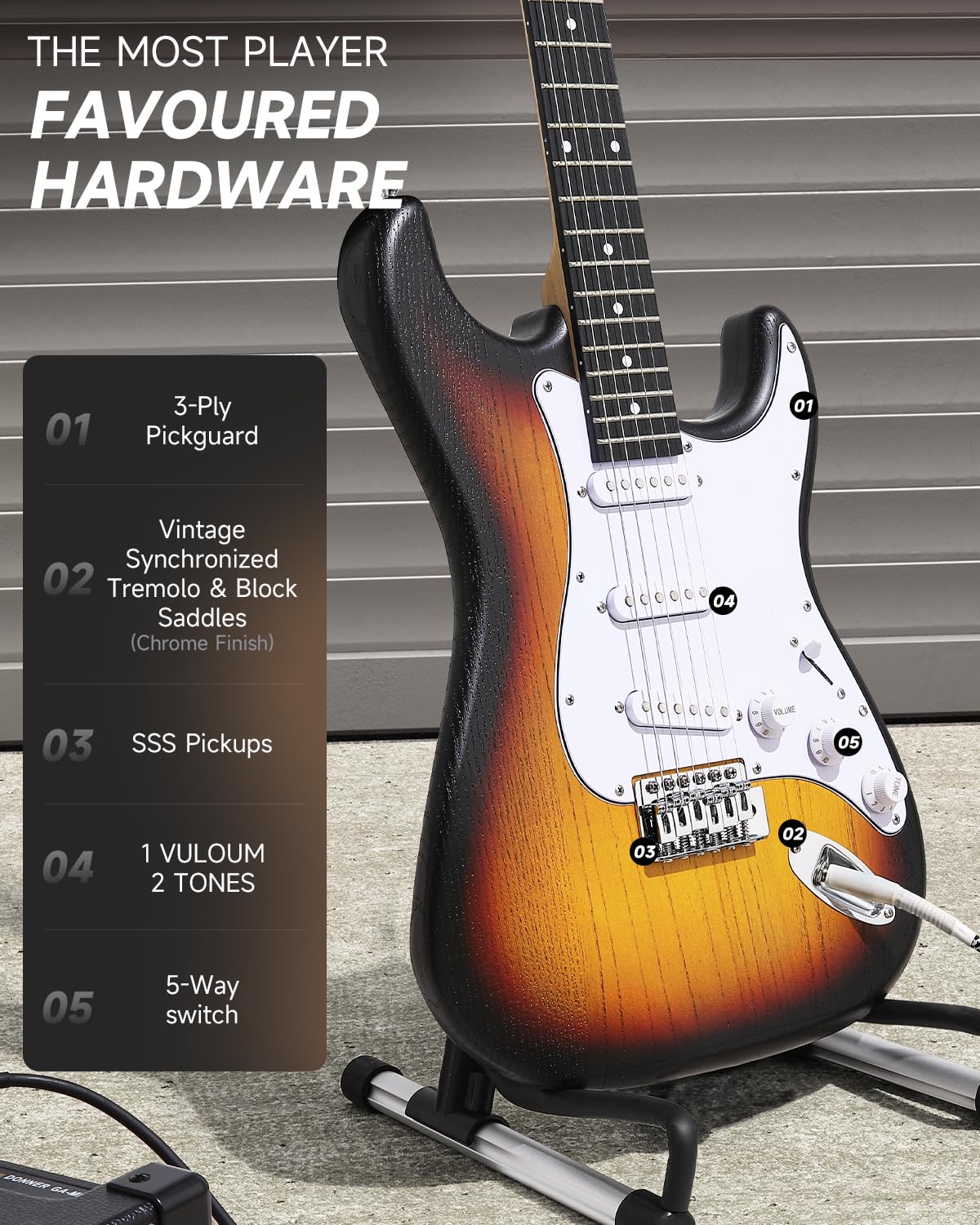 Foto 2 | Guitarra Eléctrica Donner Dst-80 99 Cm Con Amplificador Y Accesorios - Venta Internacional.