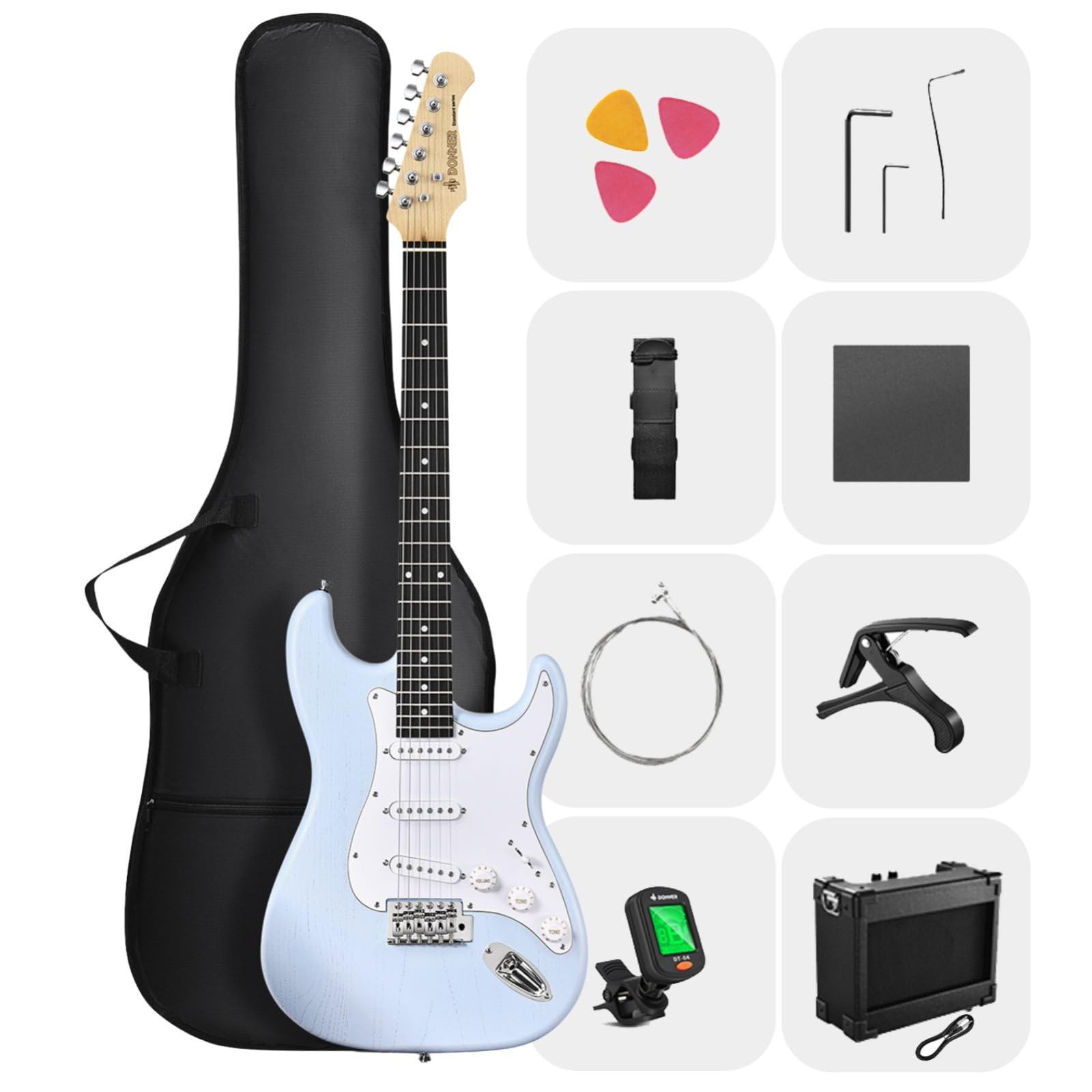 Foto 2 pulgar | Guitarra Eléctrica Donner Dst-80 99 Cm Con Amplificador Y Accesorios - Venta Internacional.