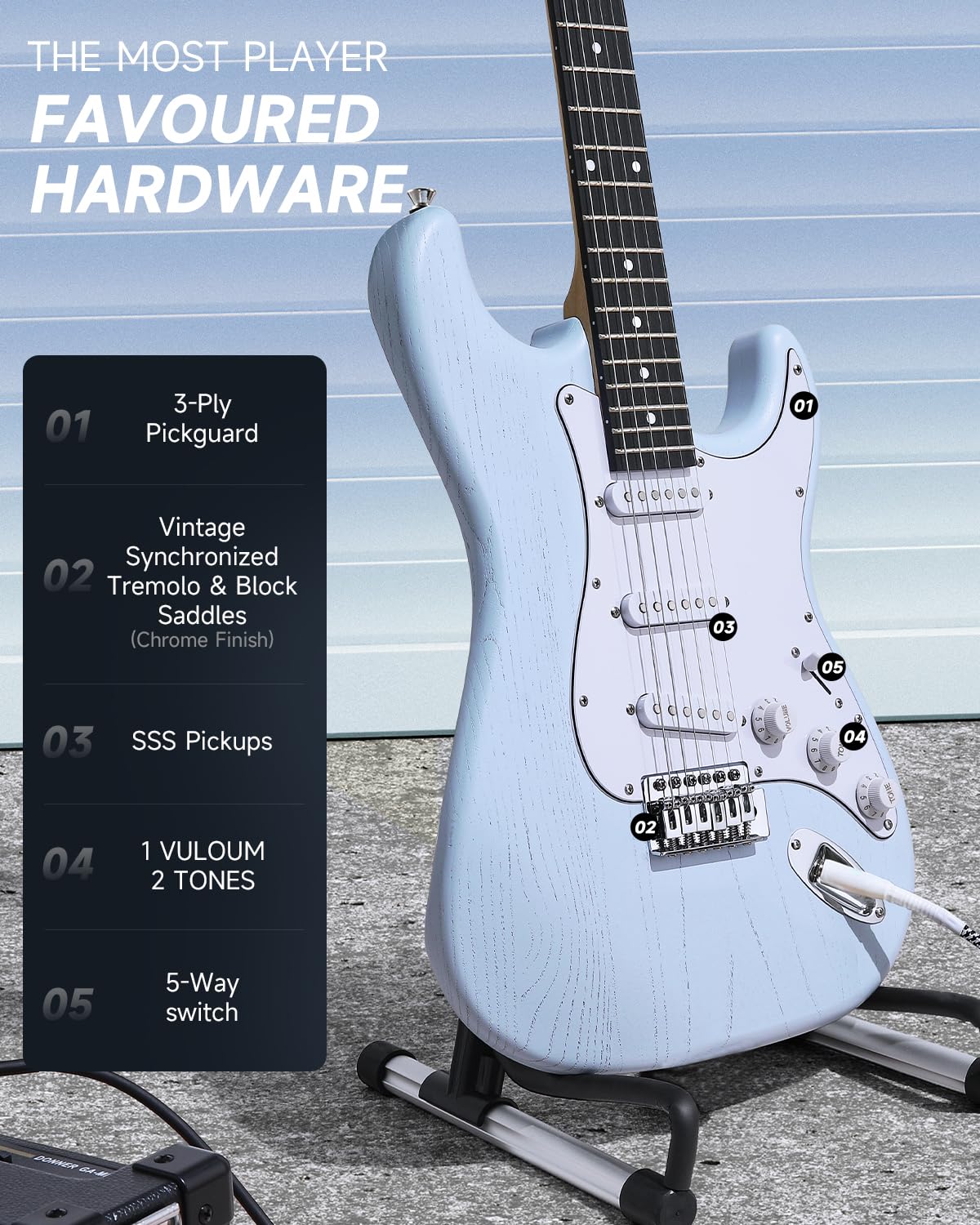 Foto 3 pulgar | Guitarra Eléctrica Donner Dst-80 99 Cm Con Amplificador Y Accesorios - Venta Internacional.