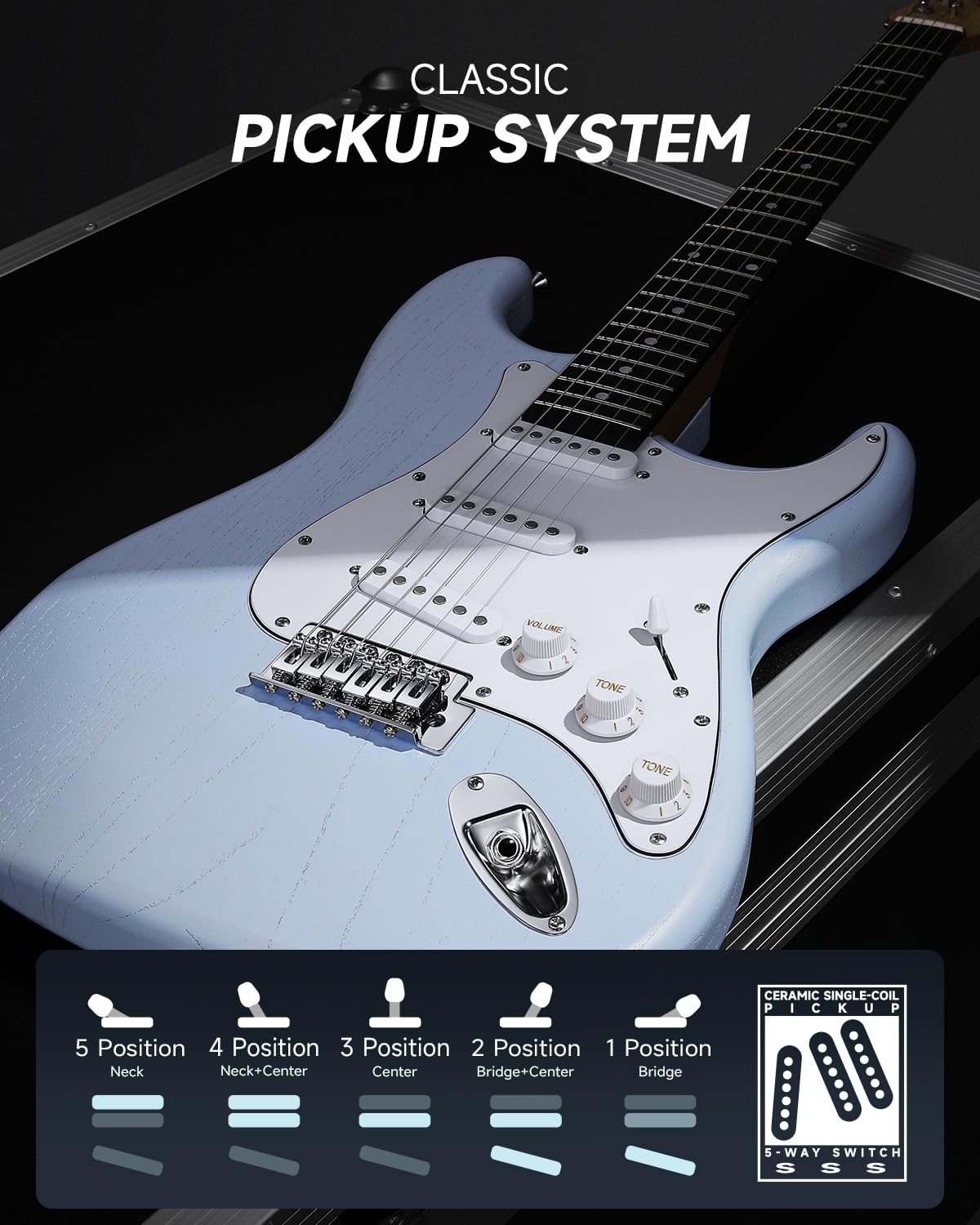 Foto 4 pulgar | Guitarra Eléctrica Donner Dst-80 99 Cm Con Amplificador Y Accesorios - Venta Internacional.