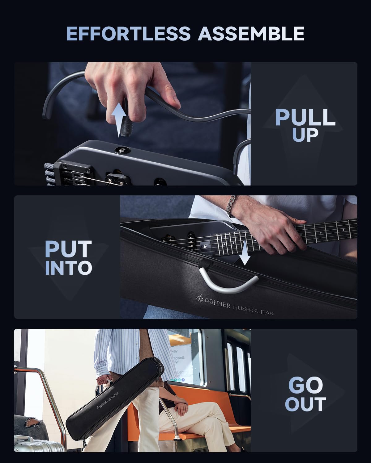 Foto 4 pulgar | Guitarra Eléctrica Donner Hush X Featherlight Travel Con Soportes - Venta Internacional.