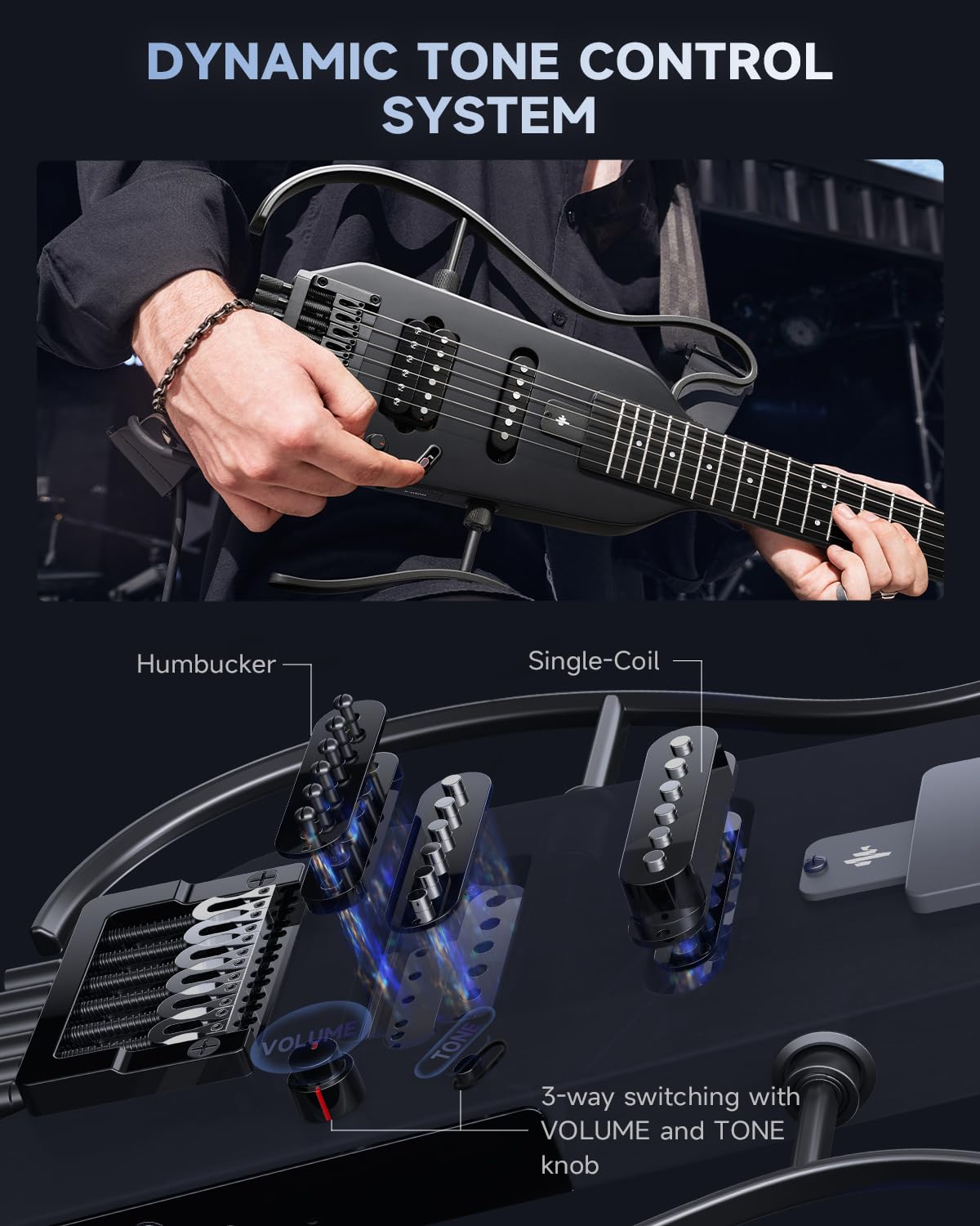 Foto 6 | Guitarra Eléctrica Donner Hush X Featherlight Travel Con Soportes - Venta Internacional.
