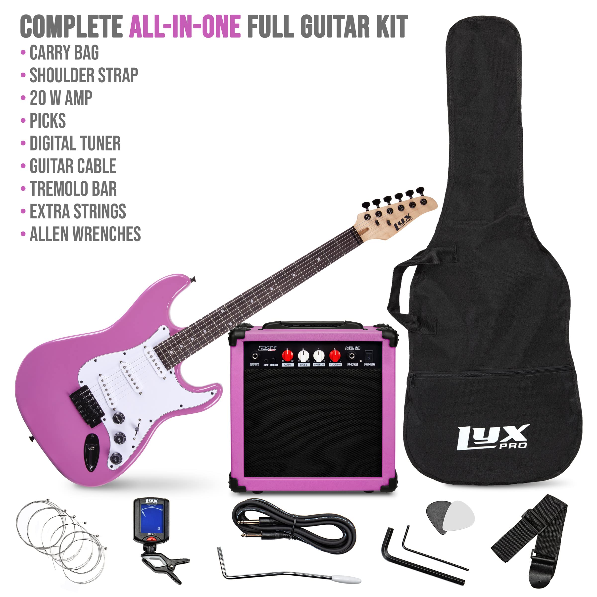 Foto 3 pulgar | Guitarra Eléctrica Lyxpro Retro Purple Con Amplificador De 20 W Y Accesorios - Venta Internacional.